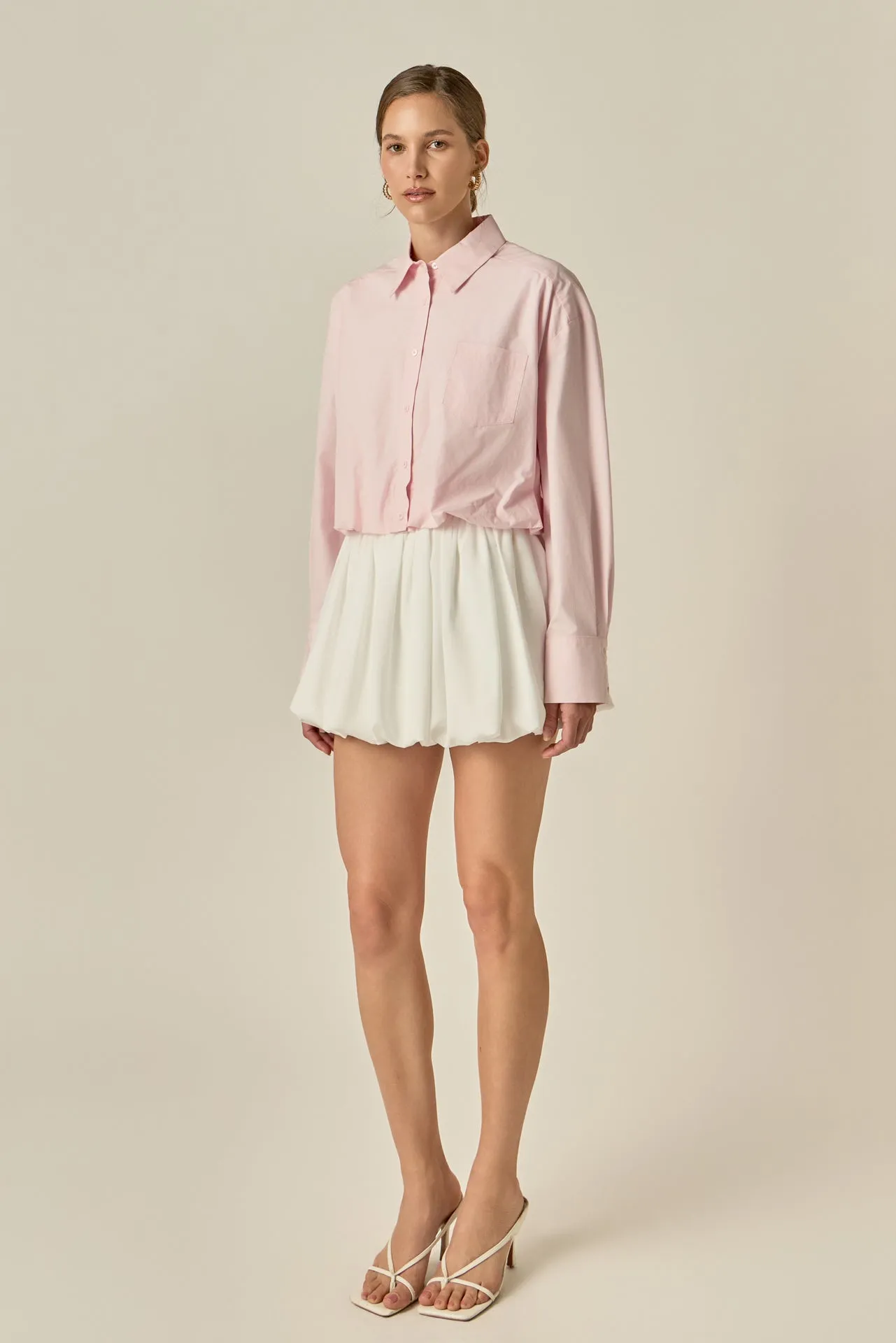 Bubble Hem Long Sleeve Shirt sold by English Factory product image thumbnail 3