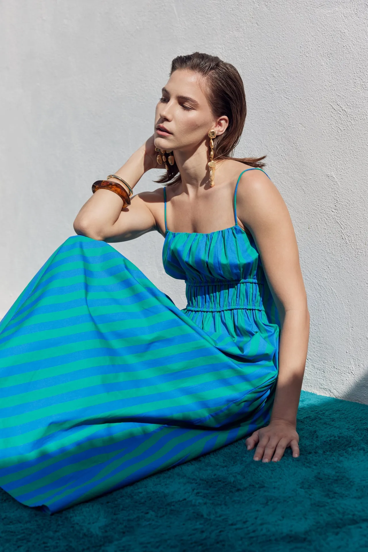 Striped Smocked Waist Maxi Dress sold by English Factory product image thumbnail 5
