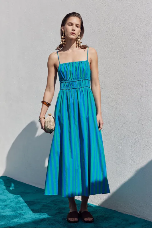 Striped Smocked Waist Maxi Dress made by English Factory