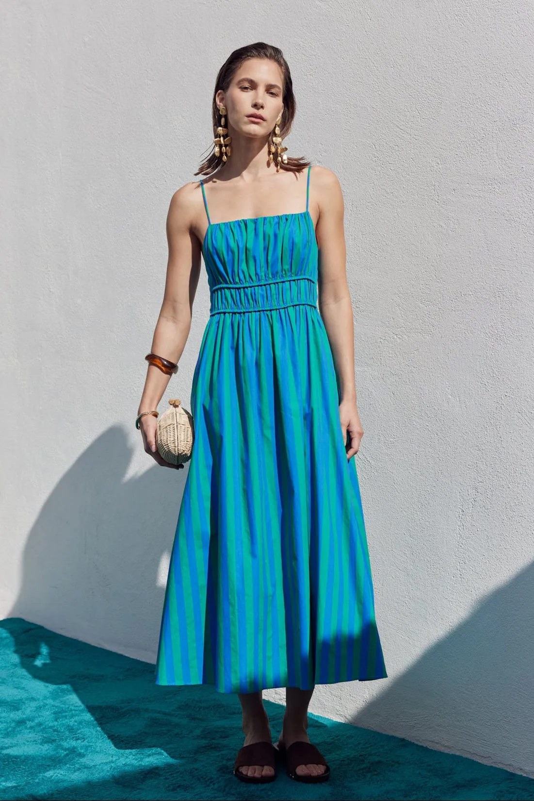 Striped Smocked Waist Maxi Dress sold by English Factory
