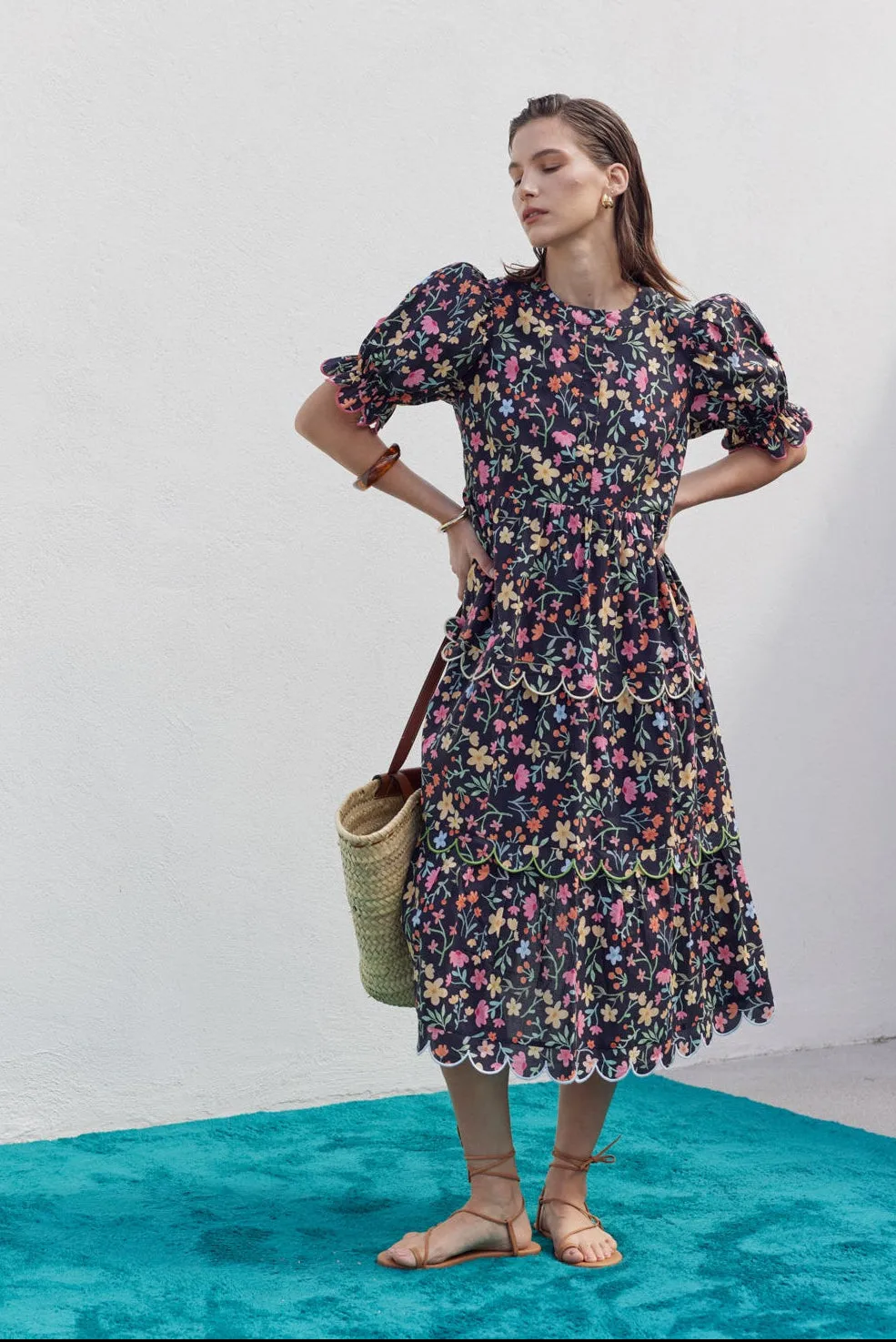 Floral Scallop Midi Dress sold by English Factory product image thumbnail 5