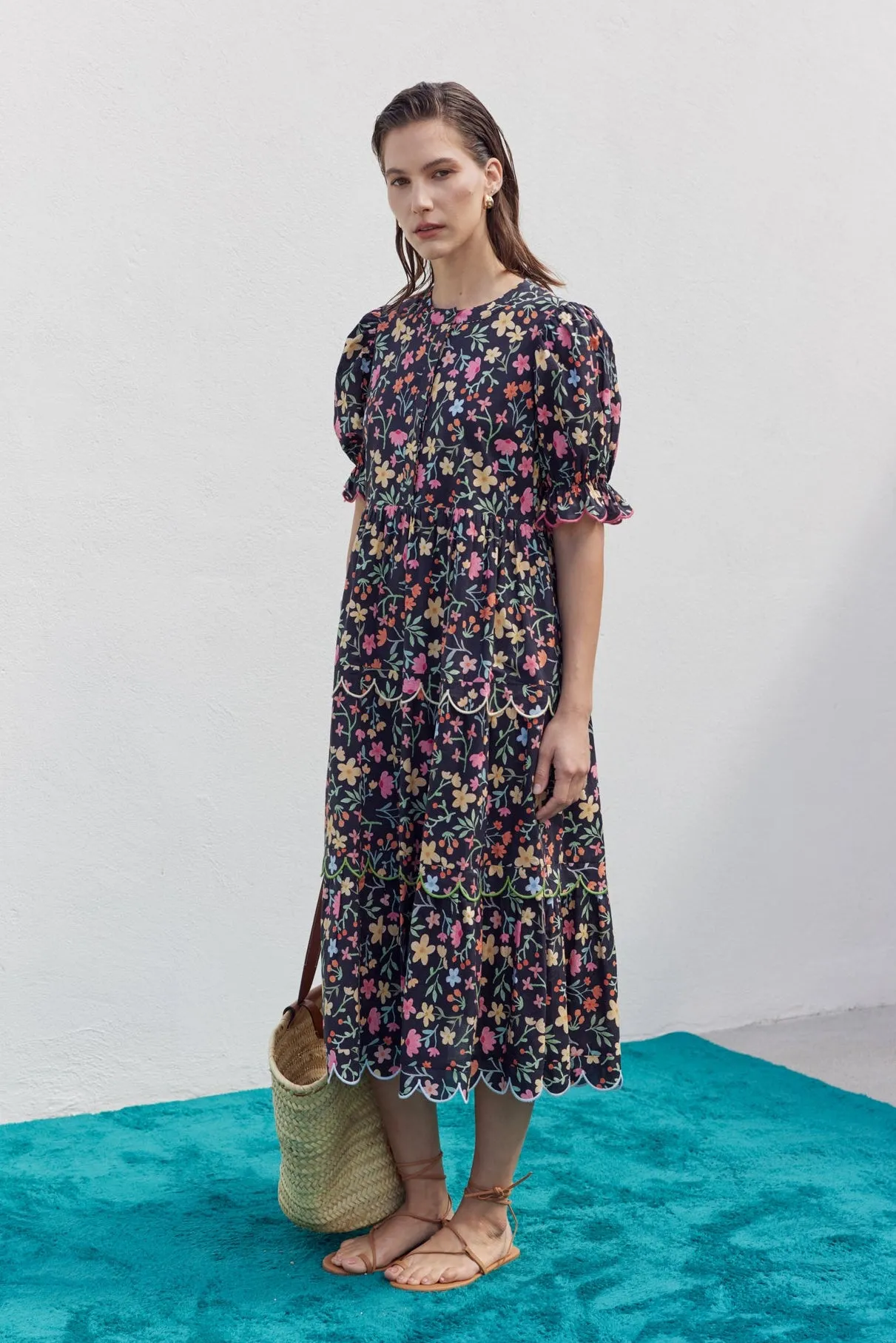 Floral Scallop Midi Dress sold by English Factory product image thumbnail 3