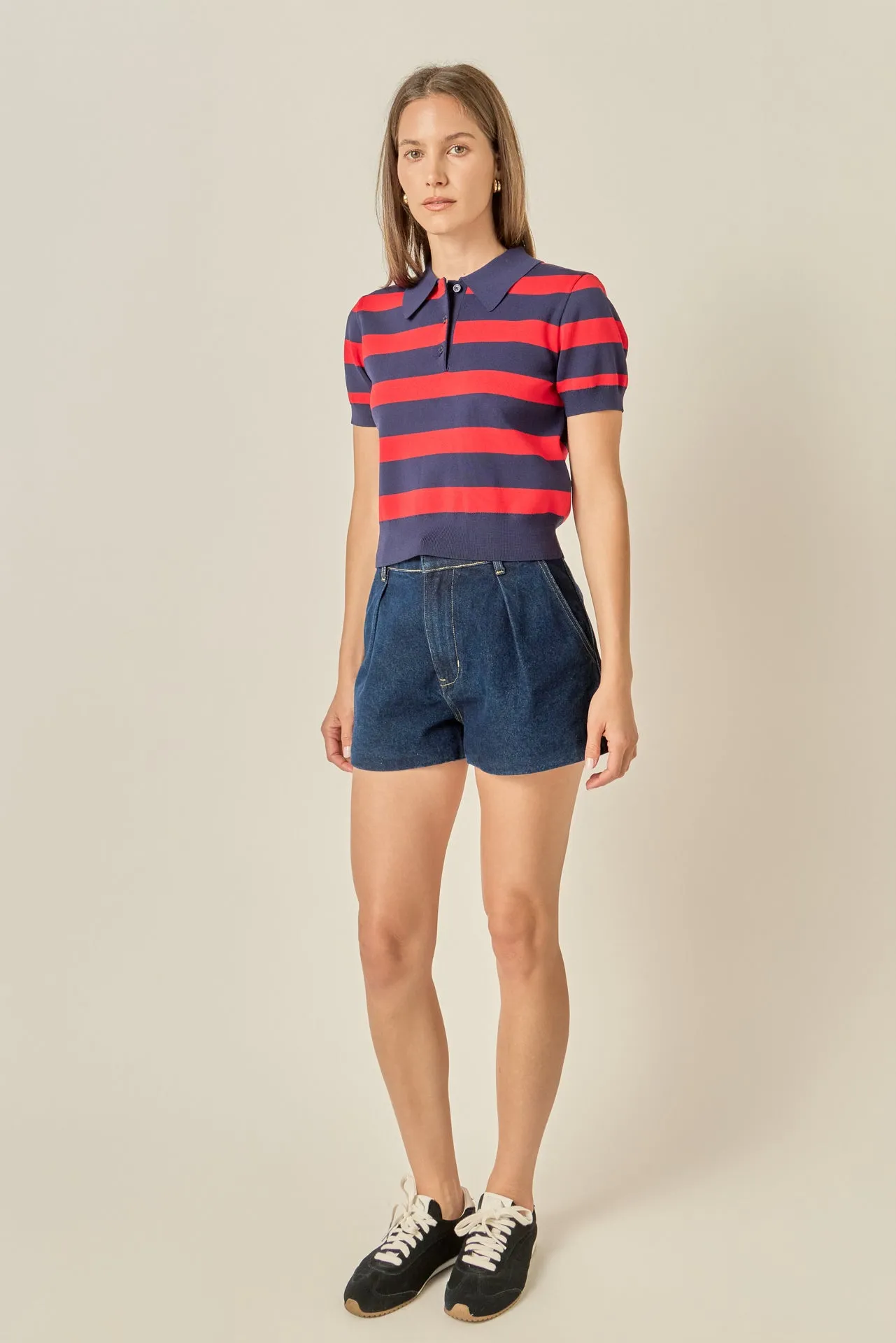 Rugby Stripe Cropped Polo sold by English Factory product image thumbnail 3