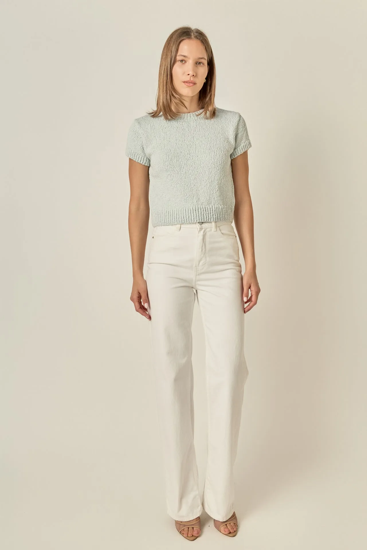 Textured Knit Crew Neck Top sold by English Factory