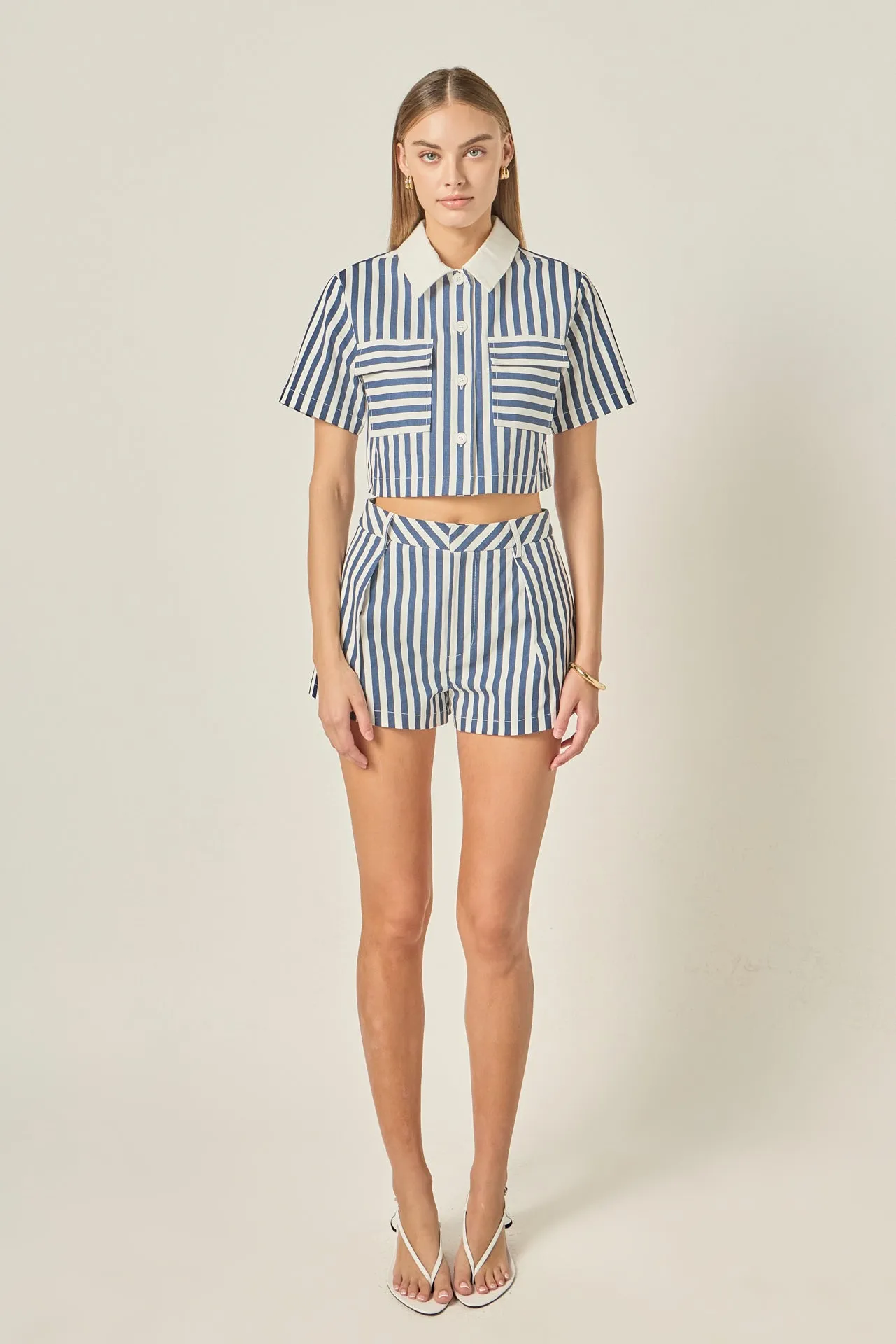 Nautical Stripe Cropped Top sold by English Factory
