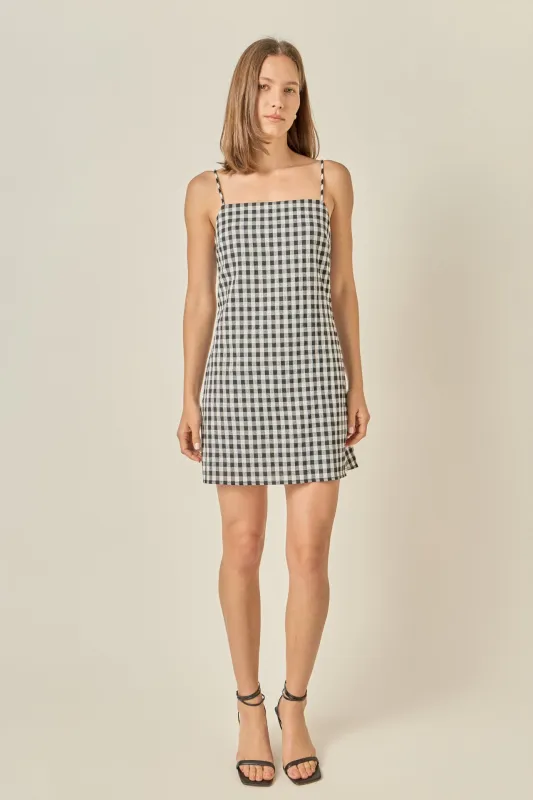 Gingham Slip Mini Dress made by English Factory