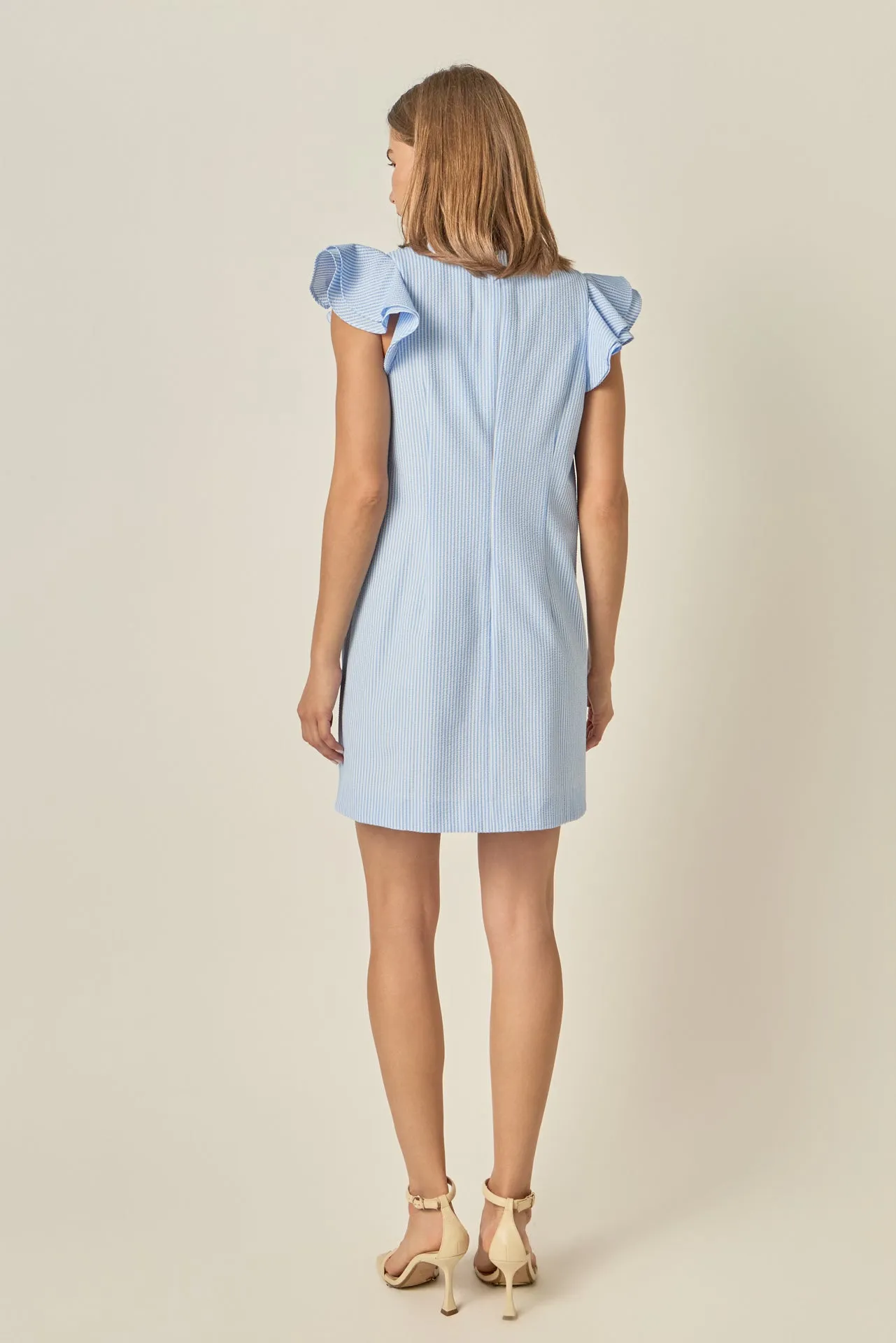 Lace-Up Seersucker Mini Dress sold by English Factory product image thumbnail 3