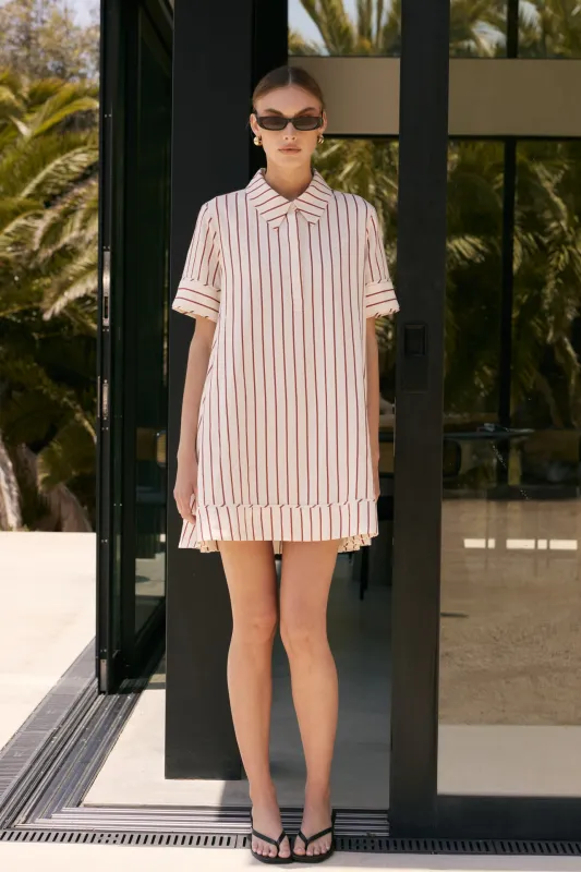Stripe A-Line Shirt Dress made by English Factory