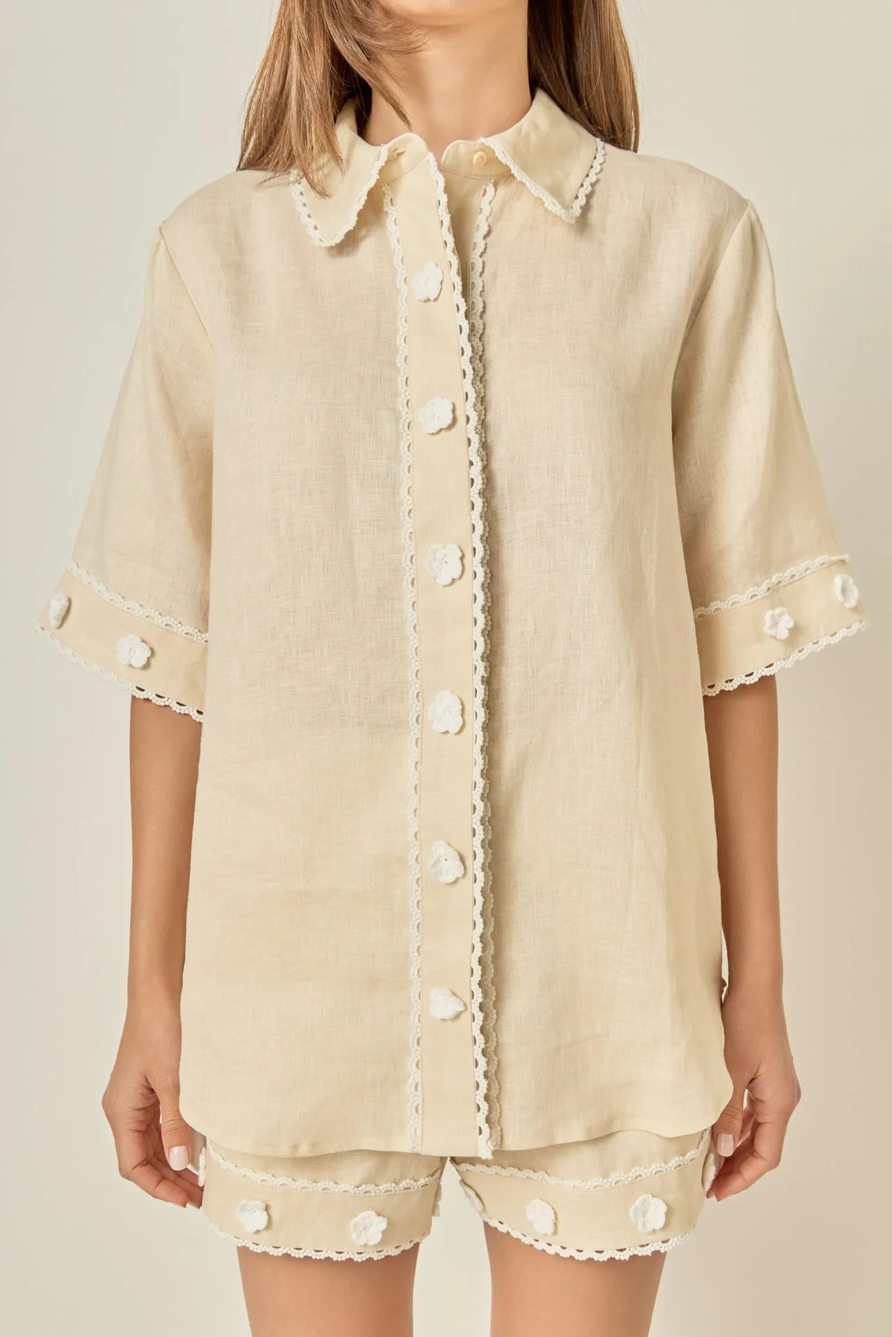 Fleur Trim Linen Shirt sold by English Factory product image thumbnail 2