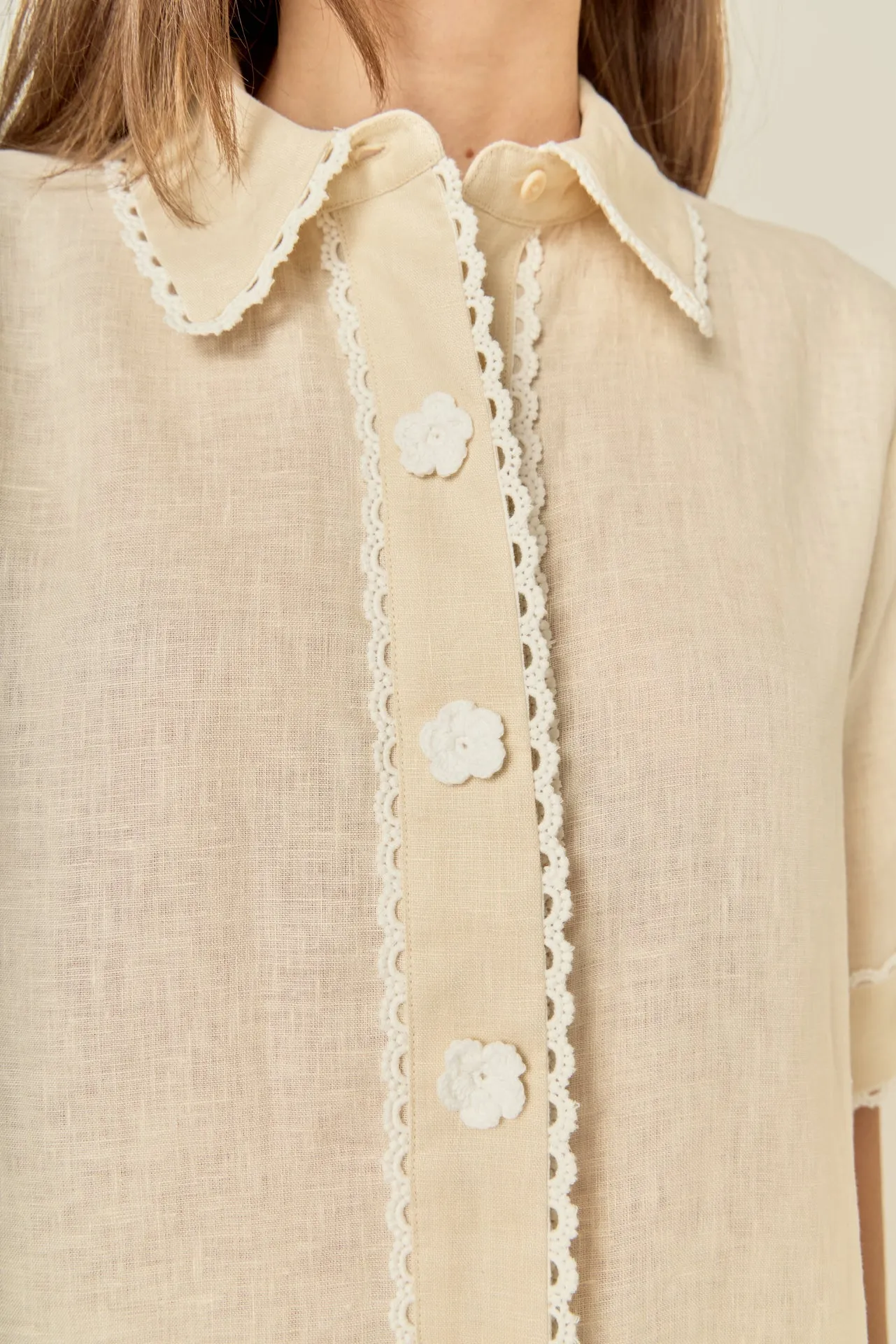 Fleur Trim Linen Shirt sold by English Factory product image thumbnail 3