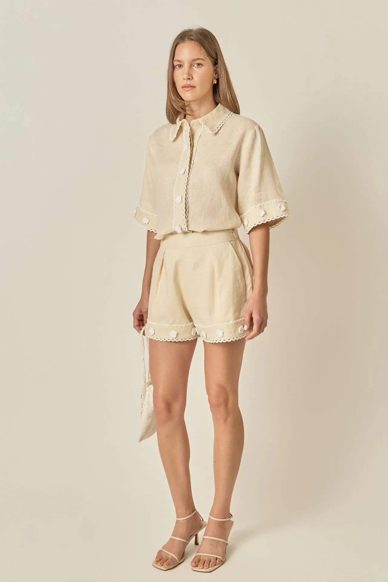 Fleur Trim Linen Shirt sold by English Factory product image thumbnail 4