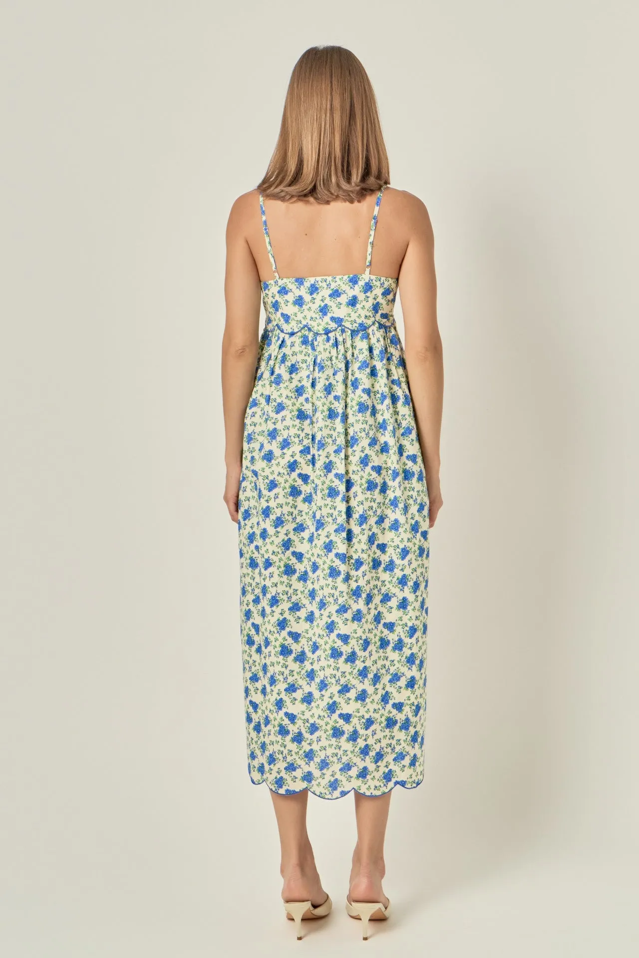 Ditsy Floral Scallop Detail Midi Dress sold by English Factory product image thumbnail 5