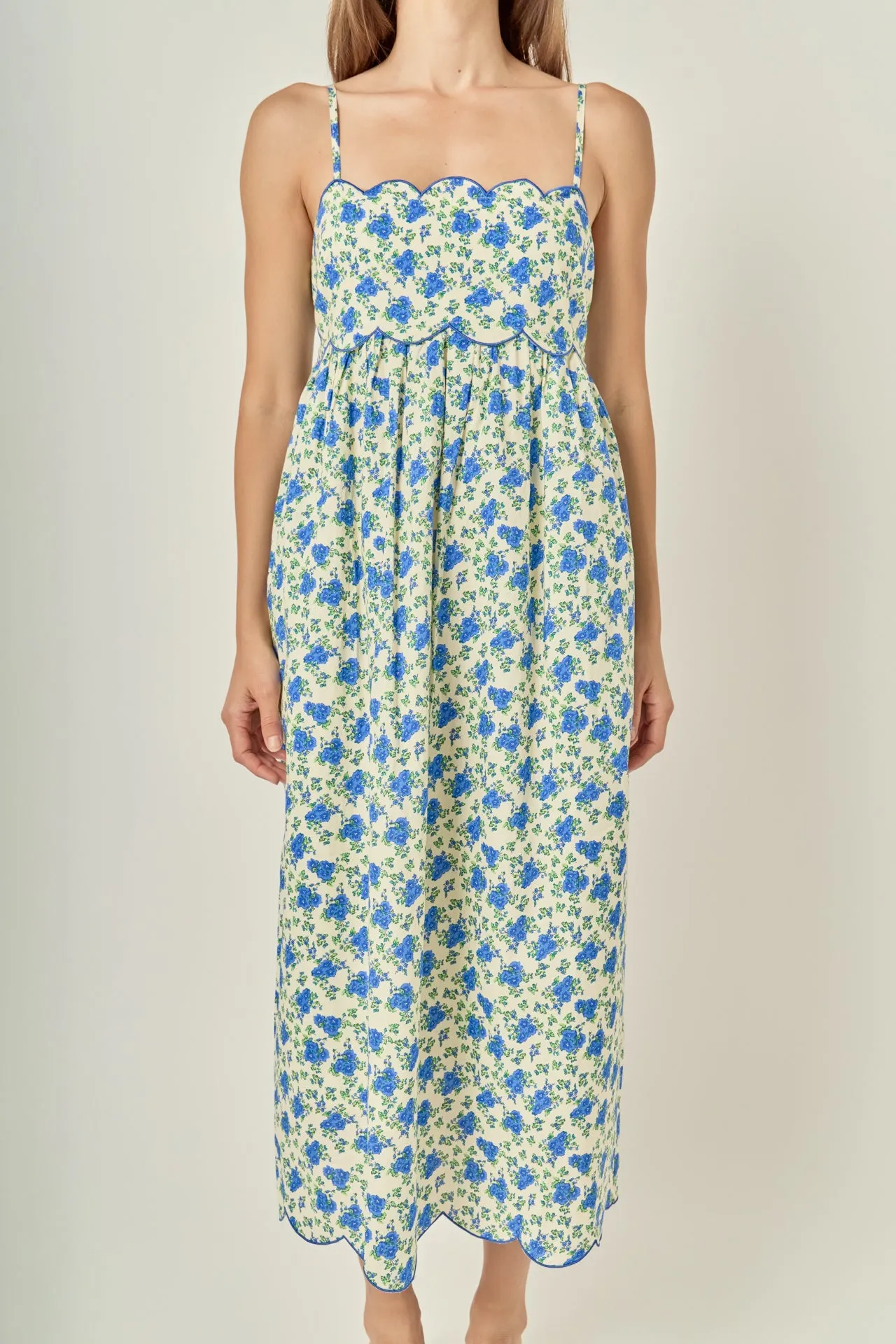 Ditsy Floral Scallop Detail Midi Dress sold by English Factory product image thumbnail 2
