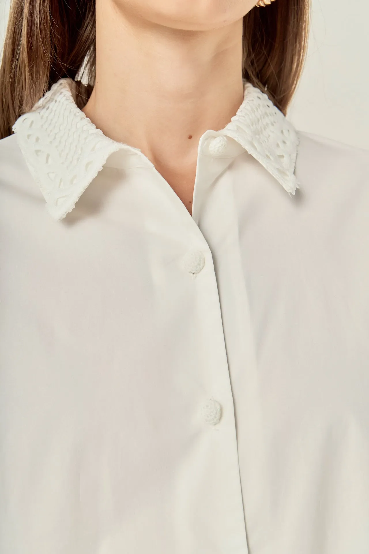 Lace Collar Balloon Sleeve Button-Up Shirt sold by English Factory product image thumbnail 3
