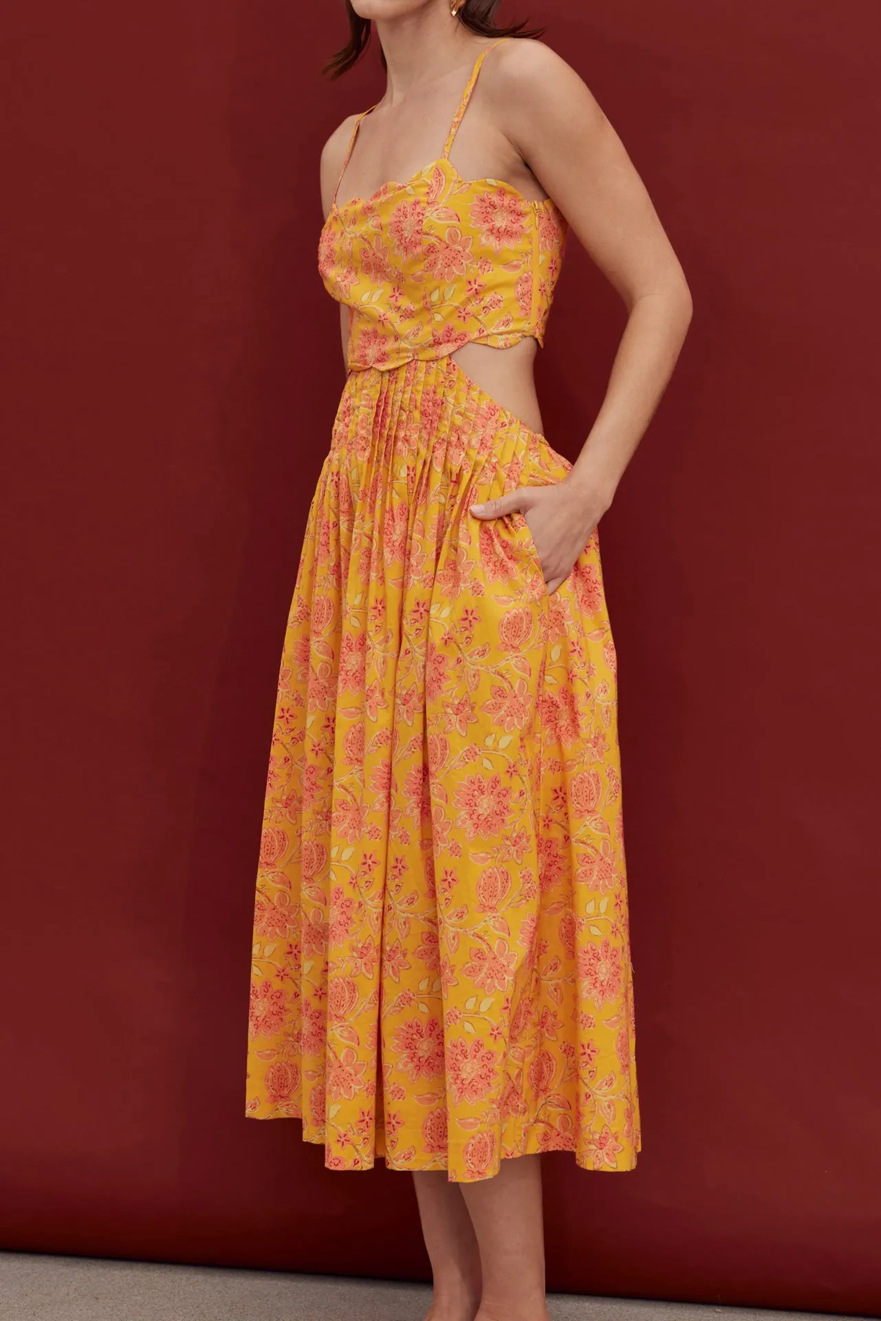 Sunset Bloom Scallop Midi Dress sold by English Factory product image thumbnail 3