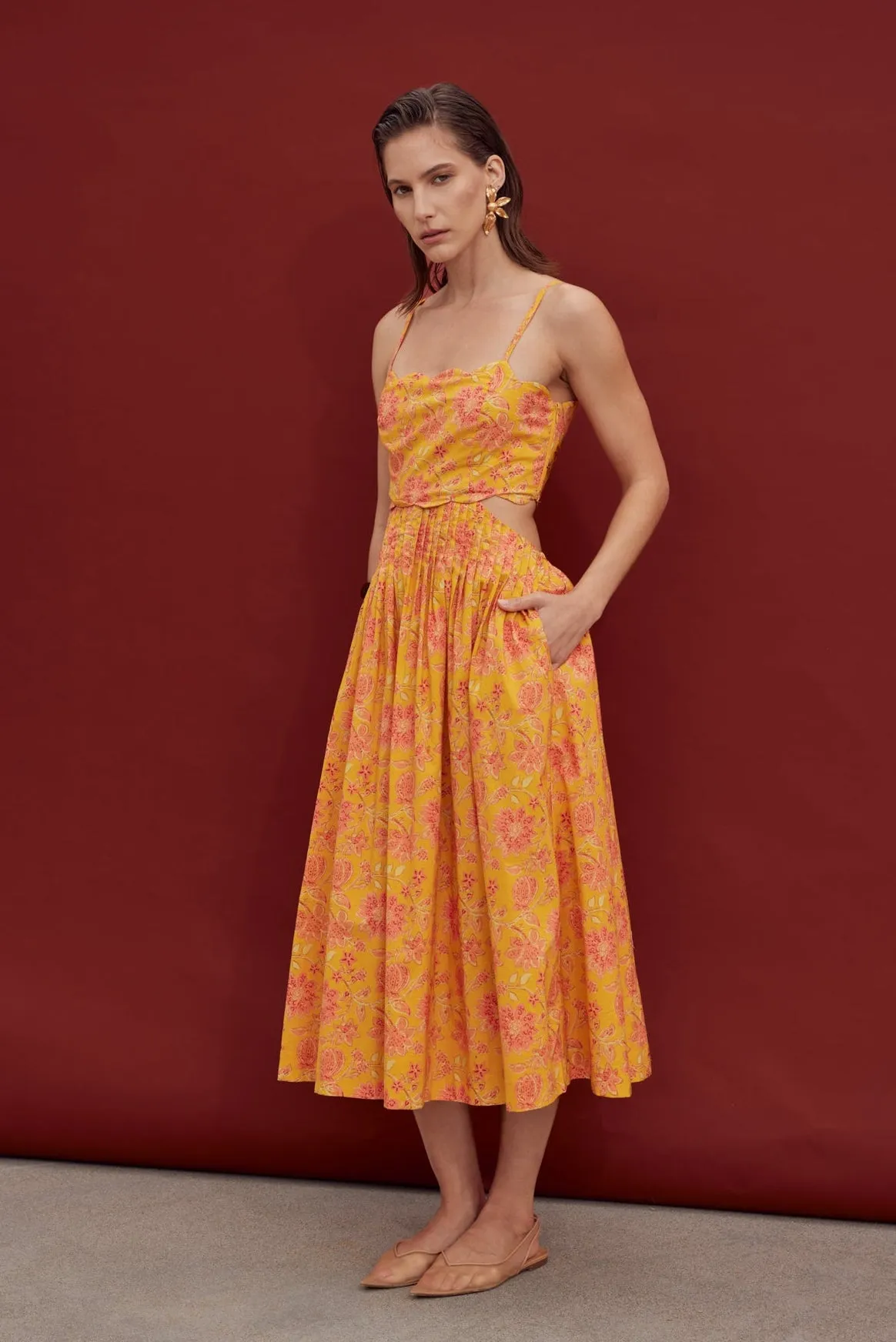 Sunset Bloom Scallop Midi Dress sold by English Factory product image thumbnail 4