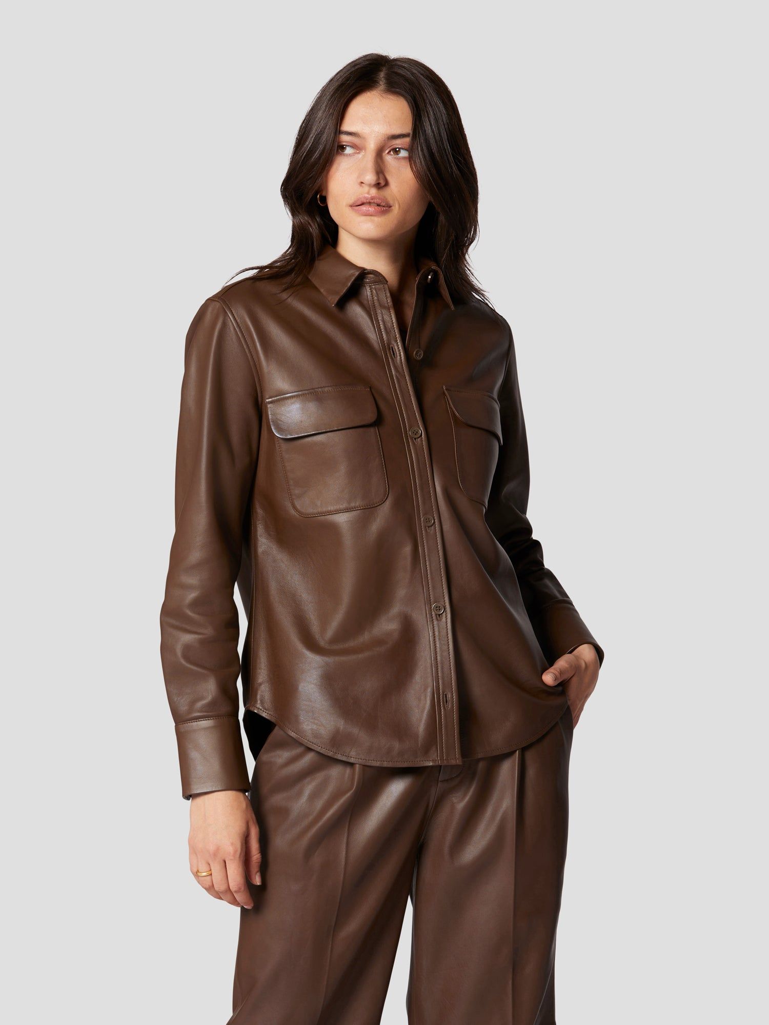 LEATHER SIGNATURE SHIRT sold by Equipment product image thumbnail 2
