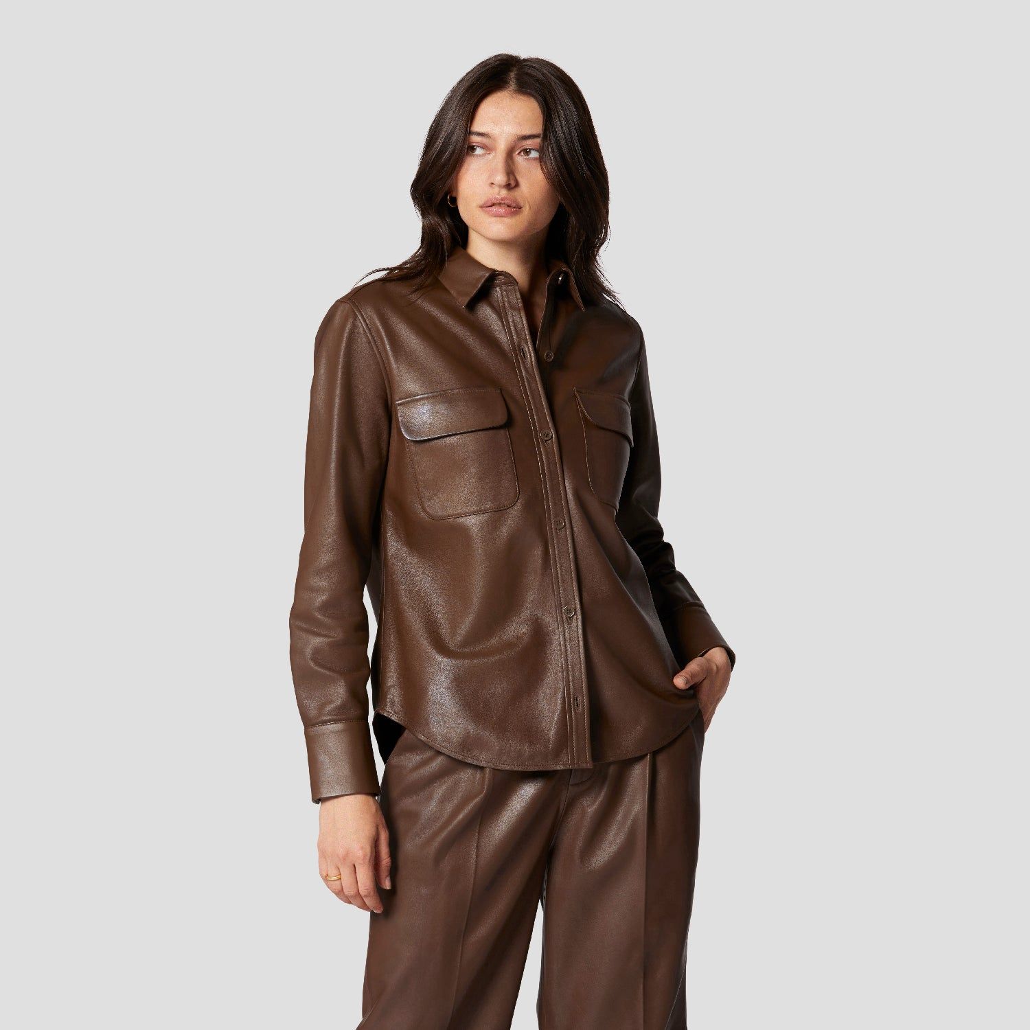 LEATHER SIGNATURE SHIRT sold by Equipment product image thumbnail 7