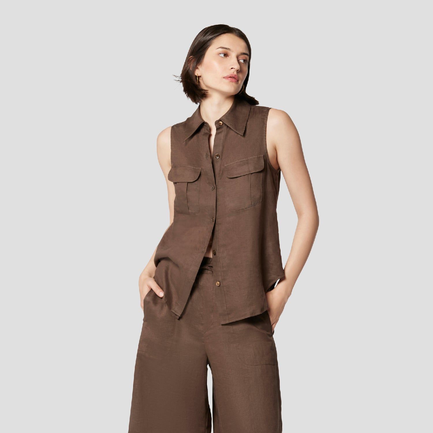 CAMILA SLEEVELESS LINEN TOP sold by Equipment product image thumbnail 7