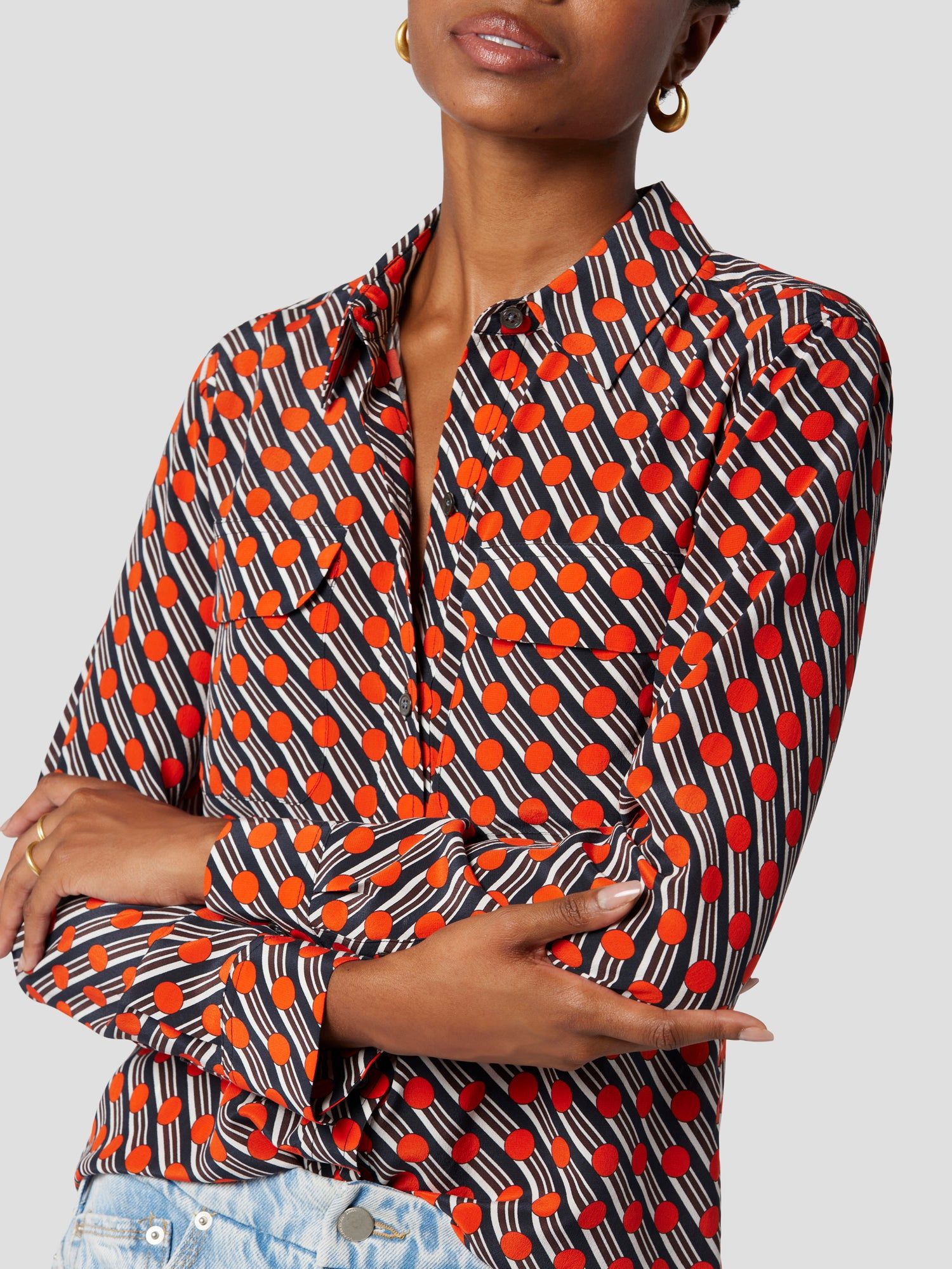 Slim Signature Silk Shirt sold by Equipment