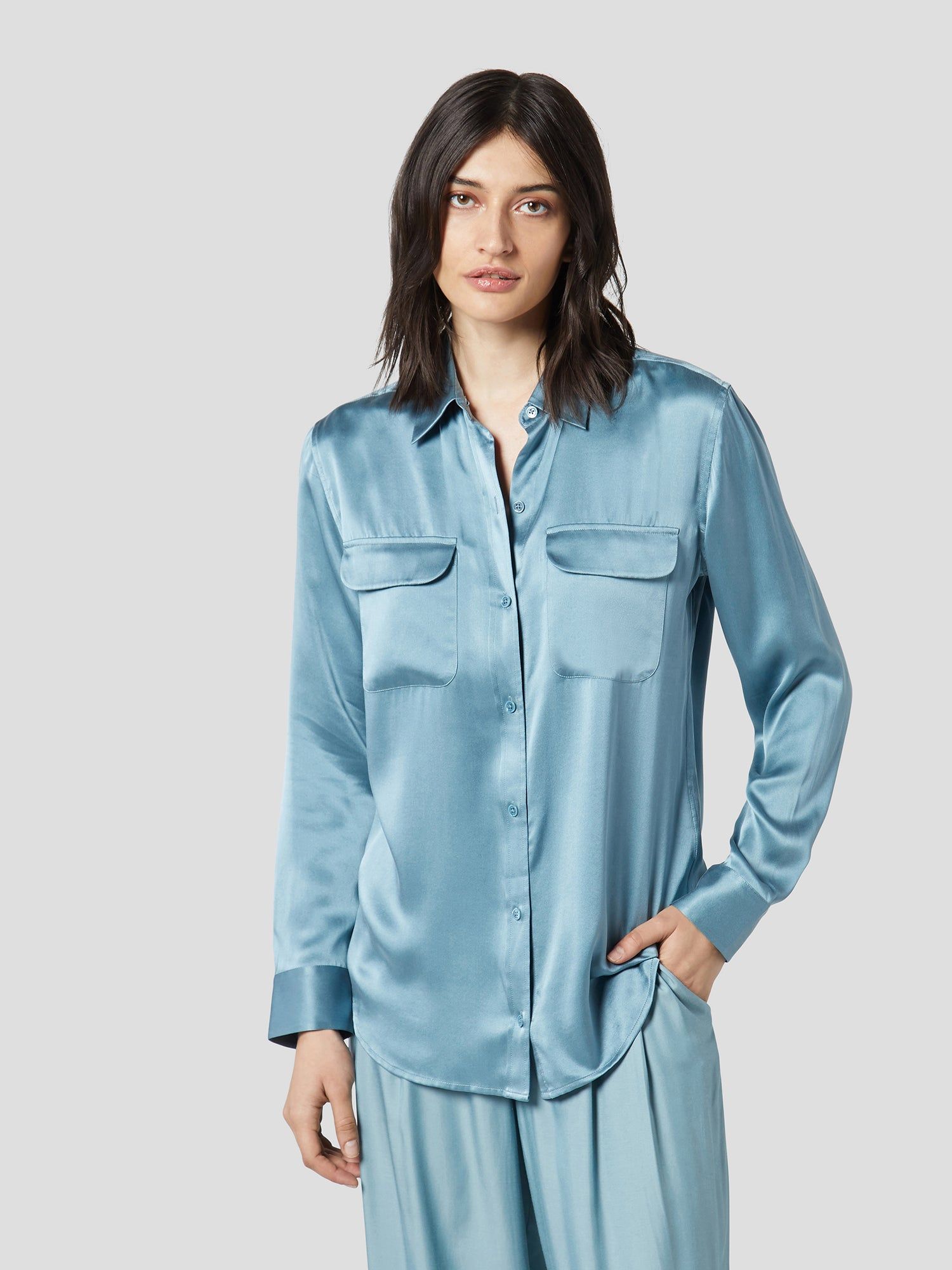 SIGNATURE SILK SATIN SHIRT sold by Equipment product image thumbnail 3