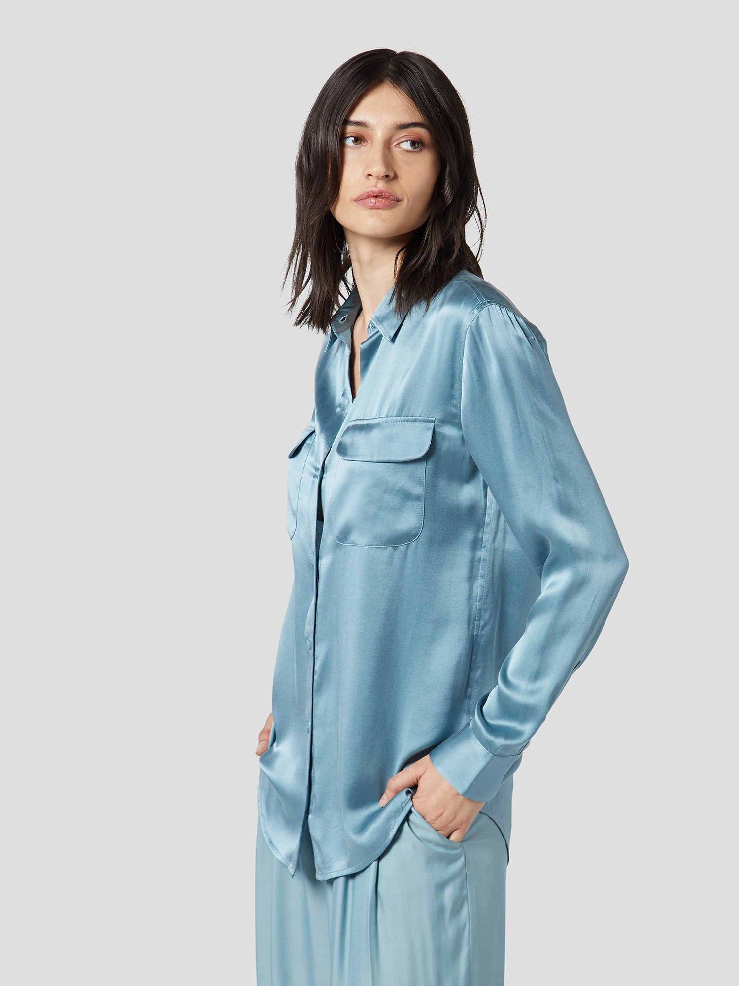 SIGNATURE SILK SATIN SHIRT sold by Equipment