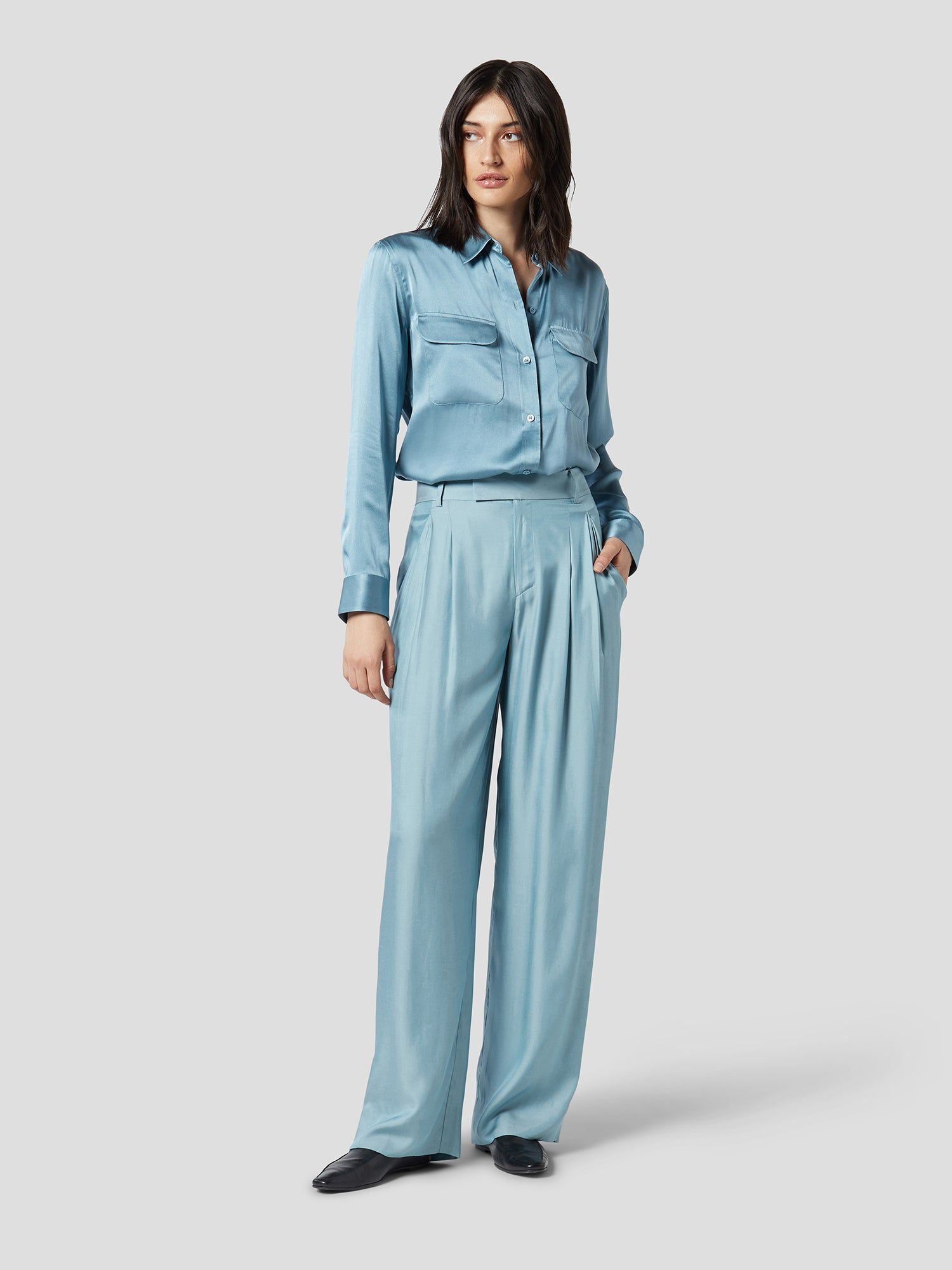 SIGNATURE SILK SATIN SHIRT sold by Equipment product image thumbnail 2