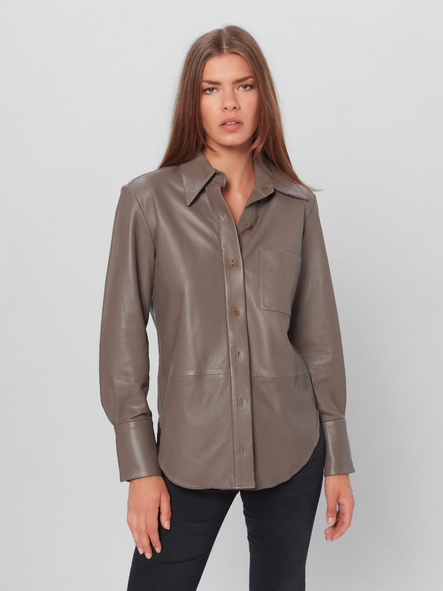Quinne Leather Shirt sold by Equipment product image thumbnail 2