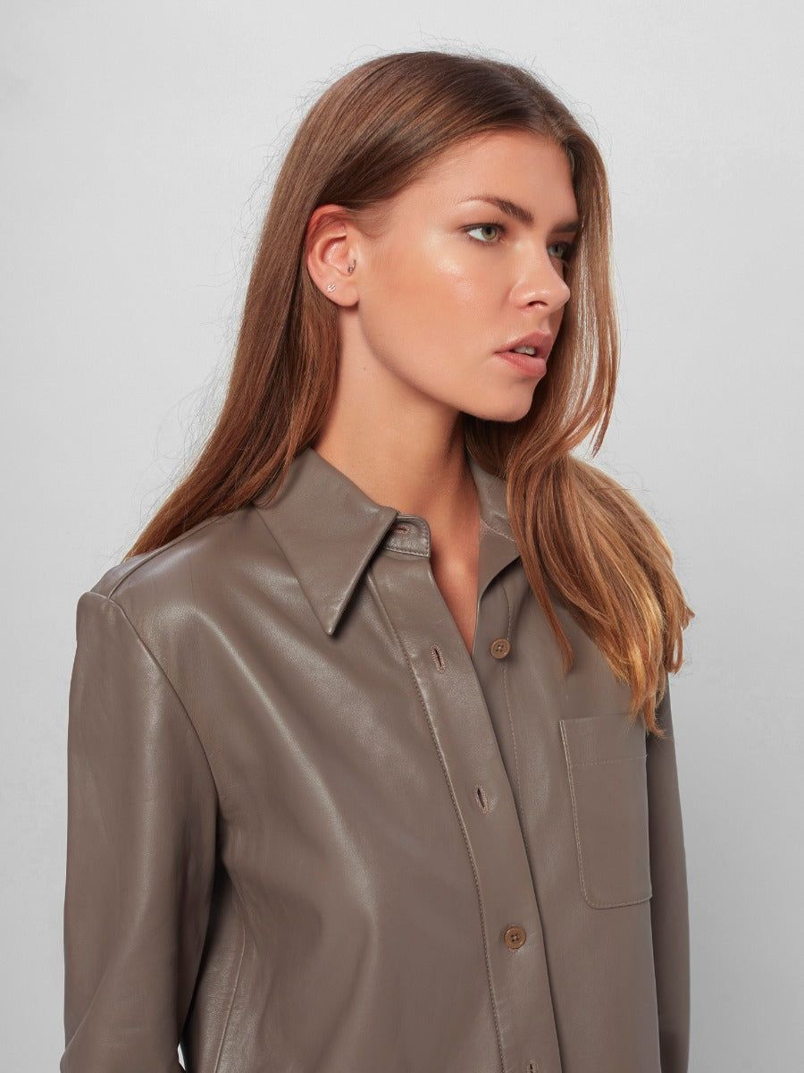 Quinne Leather Shirt sold by Equipment product image thumbnail 4