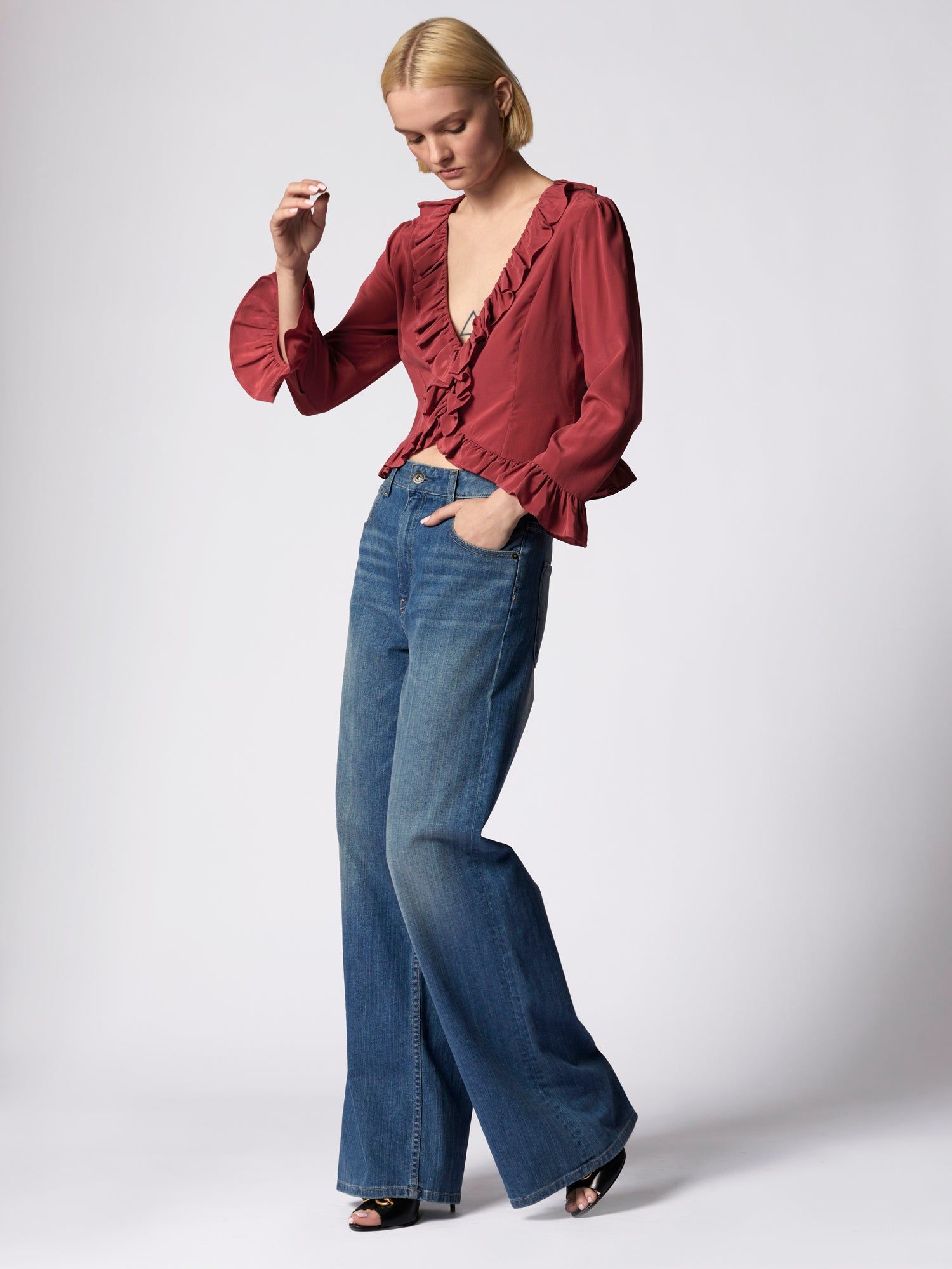 YASMINA LONG SLEEVE SILK TOP sold by Equipment product image thumbnail 2