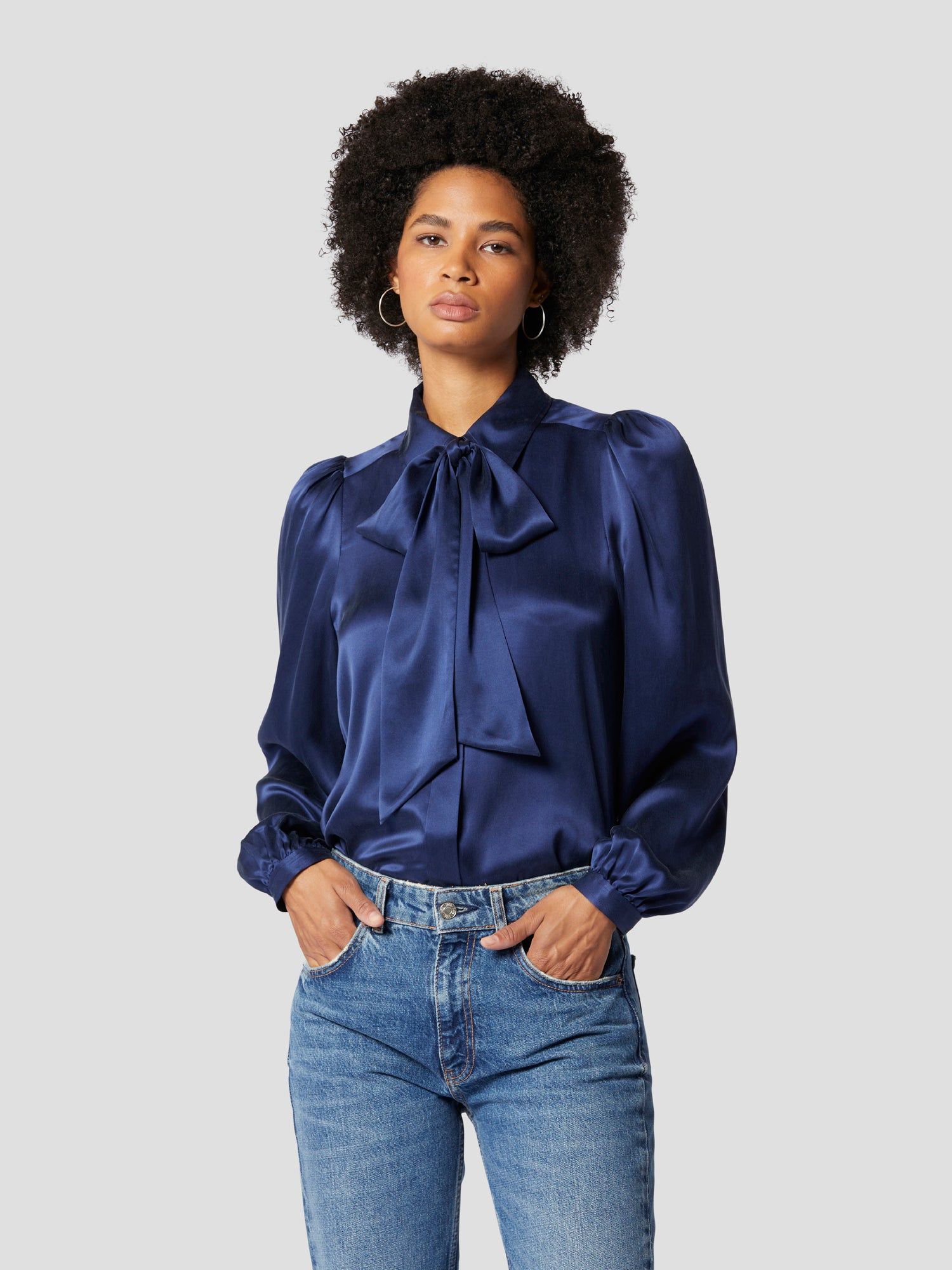 LINNETTA TIE NECK SILK SATIN SHIRT sold by Equipment product image thumbnail 2