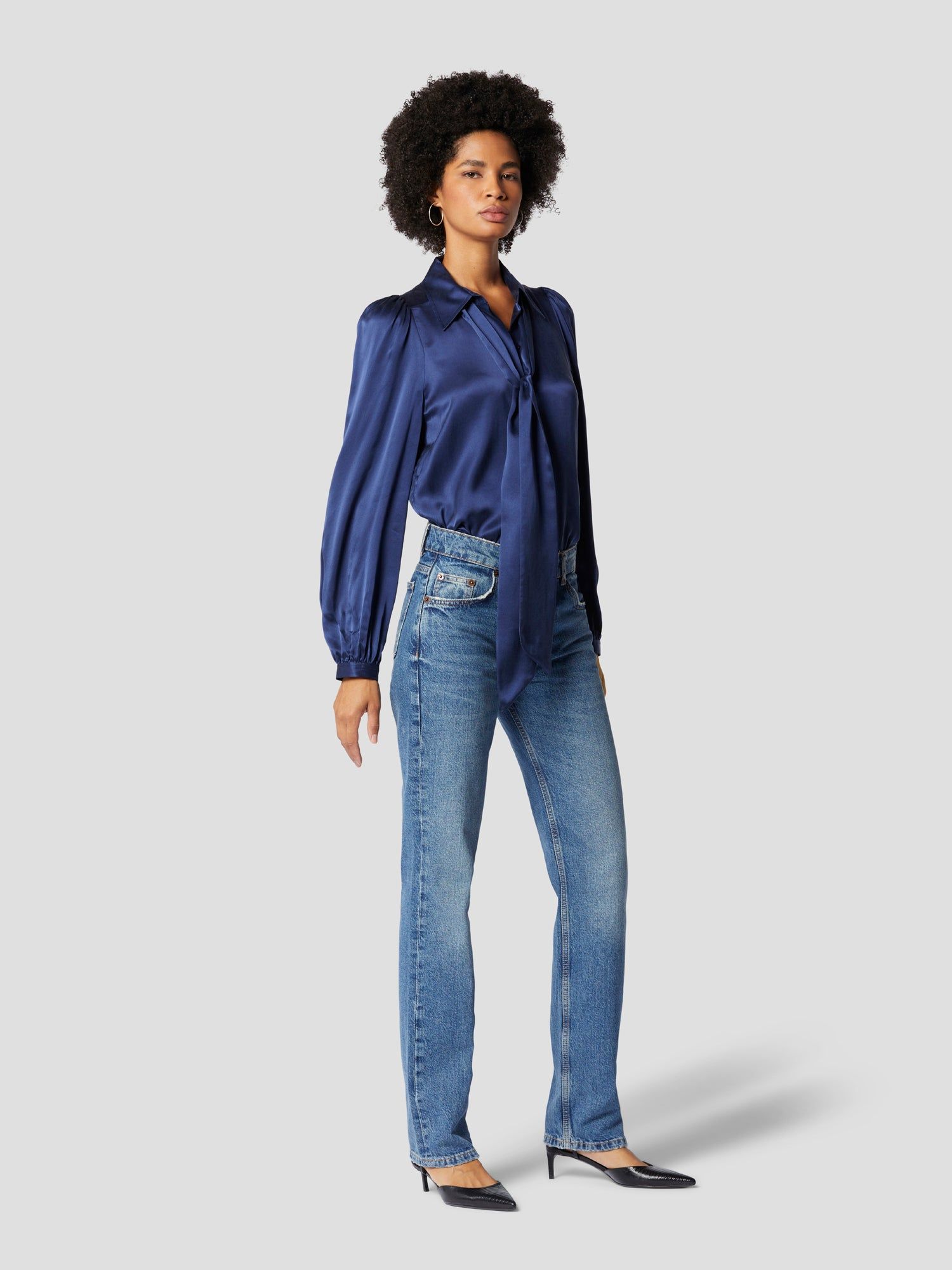 LINNETTA TIE NECK SILK SATIN SHIRT sold by Equipment product image thumbnail 3