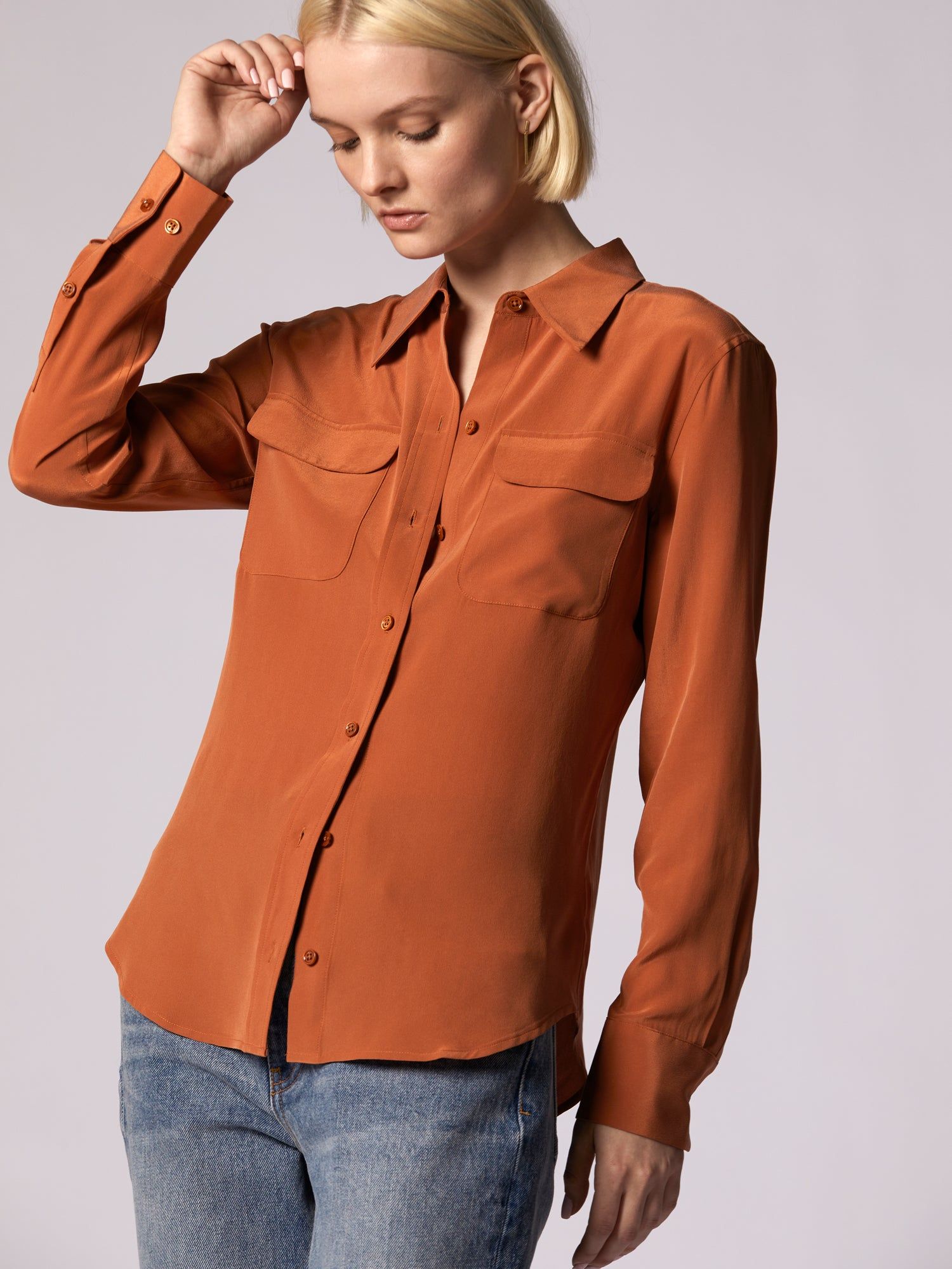 Slim Signature Silk Shirt sold by Equipment
