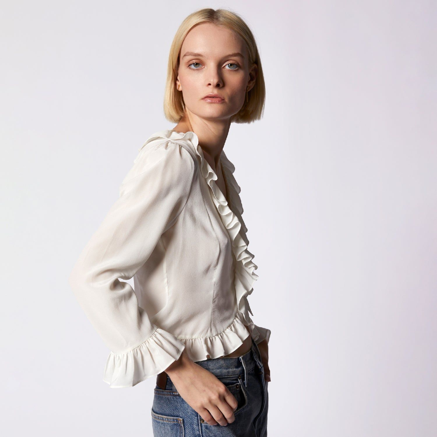 YASMINA LONG SLEEVE SILK TOP sold by Equipment product image thumbnail 5