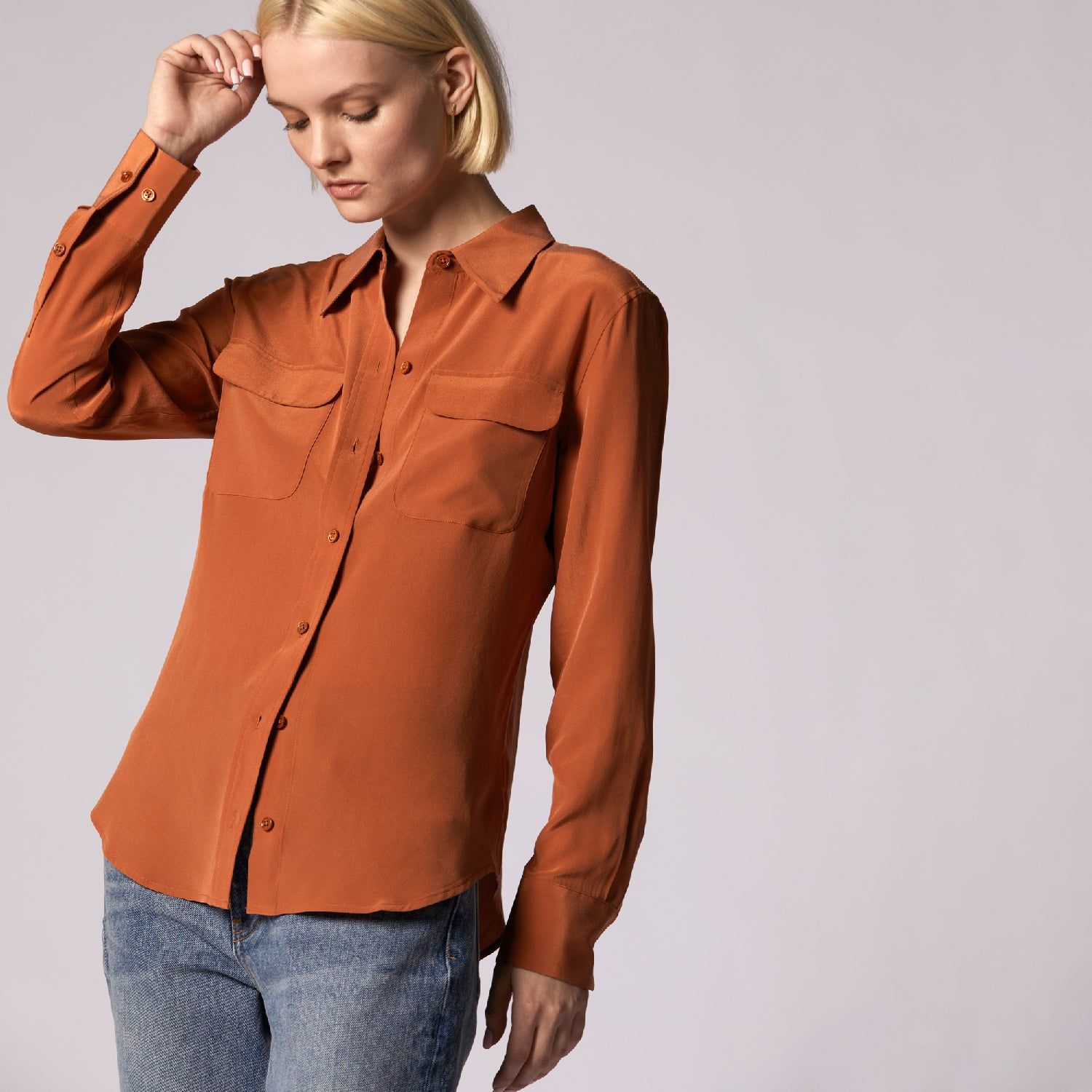 Slim Signature Silk Shirt sold by Equipment product image thumbnail 5