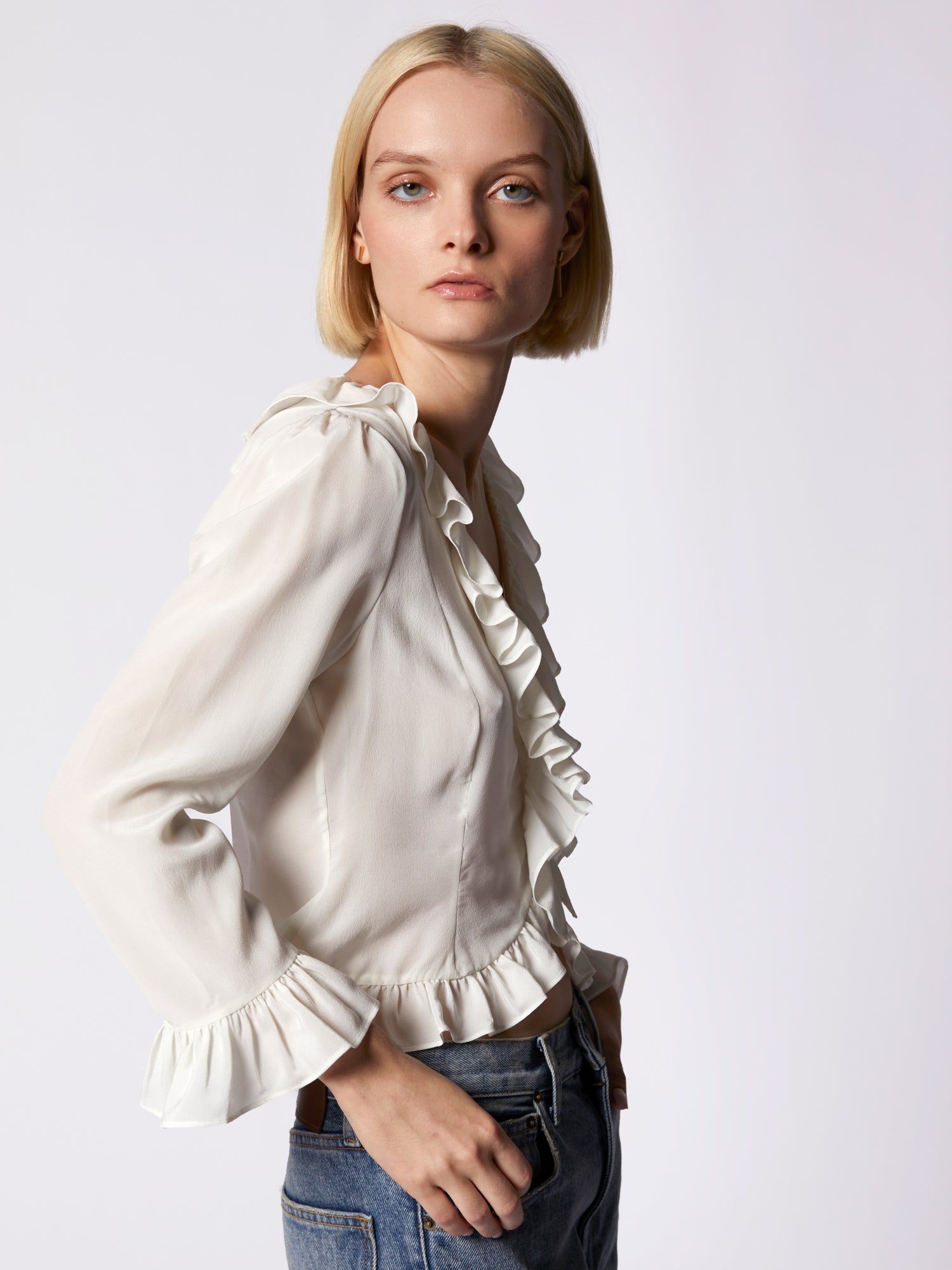 YASMINA LONG SLEEVE SILK TOP sold by Equipment