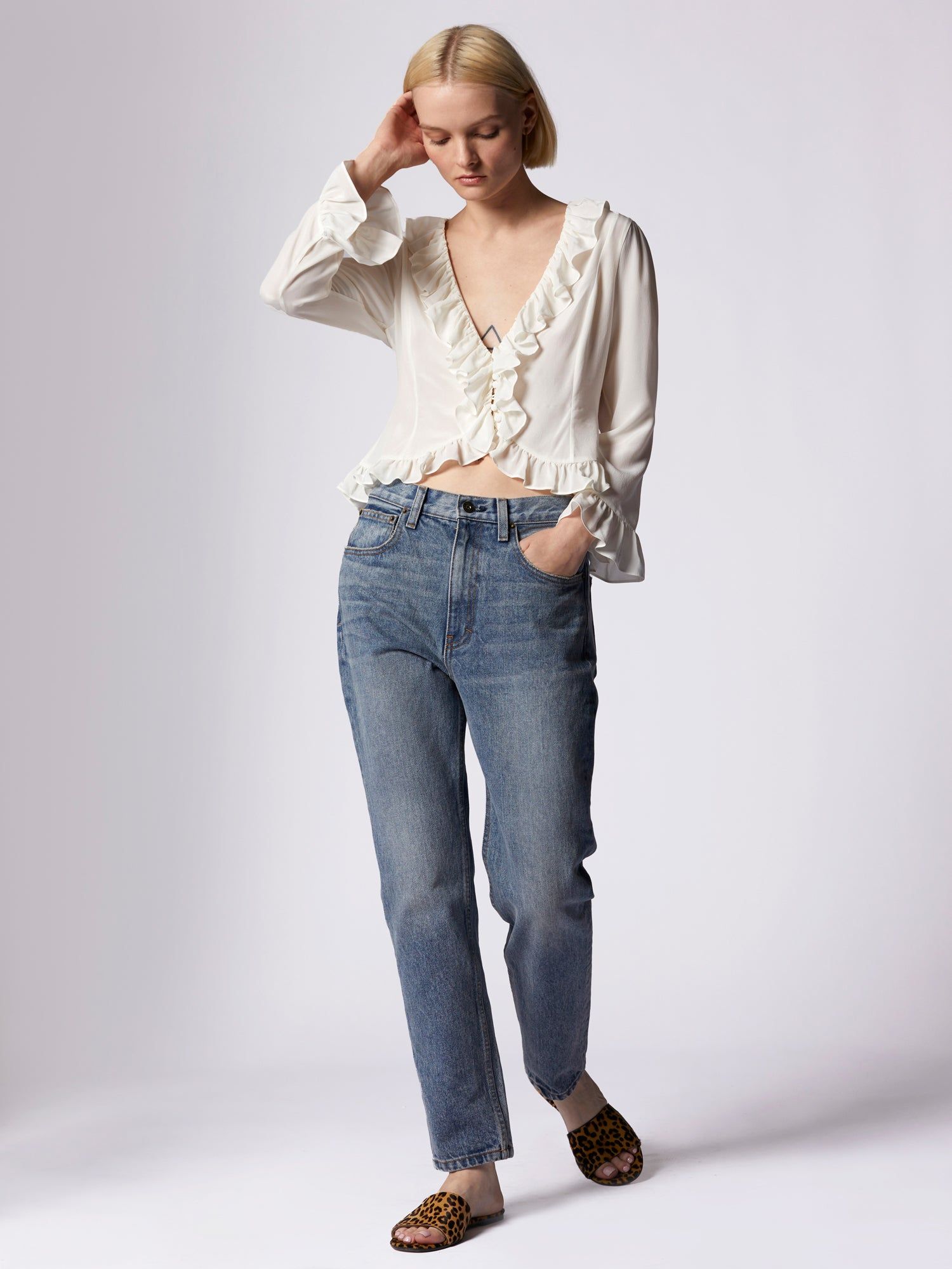 YASMINA LONG SLEEVE SILK TOP sold by Equipment product image thumbnail 2
