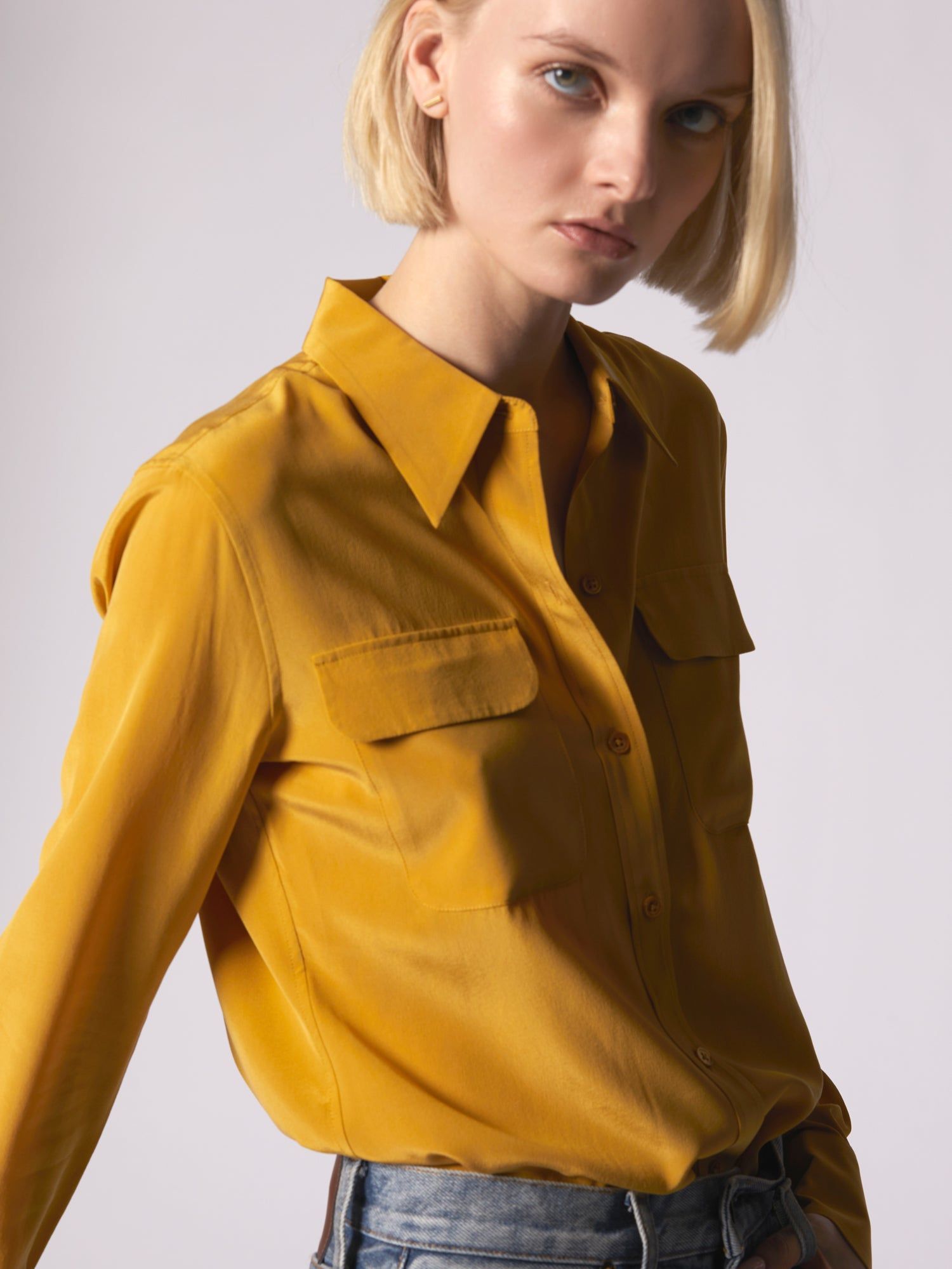 Slim Signature Silk Shirt sold by Equipment