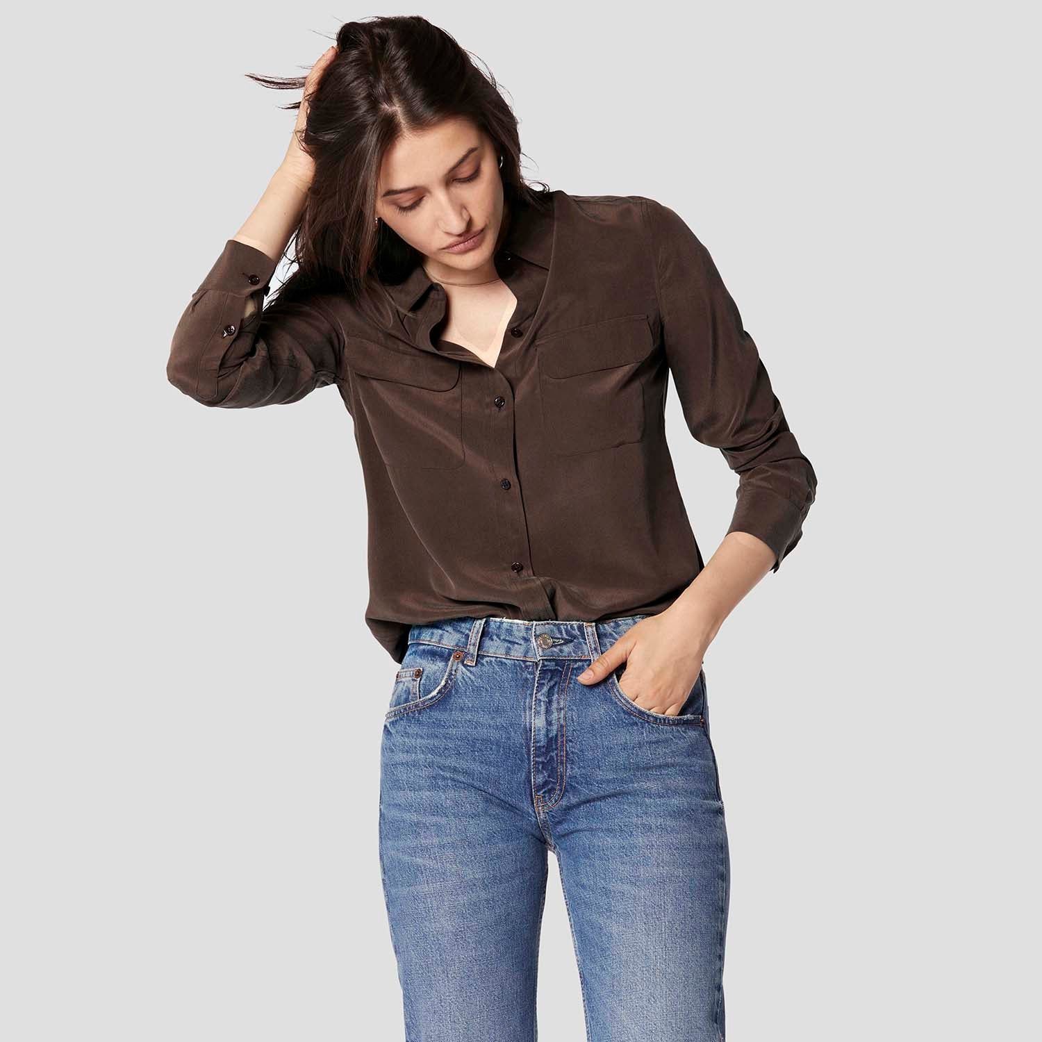 SLIM SIGNATURE SILK SHIRT sold by Equipment product image thumbnail 7