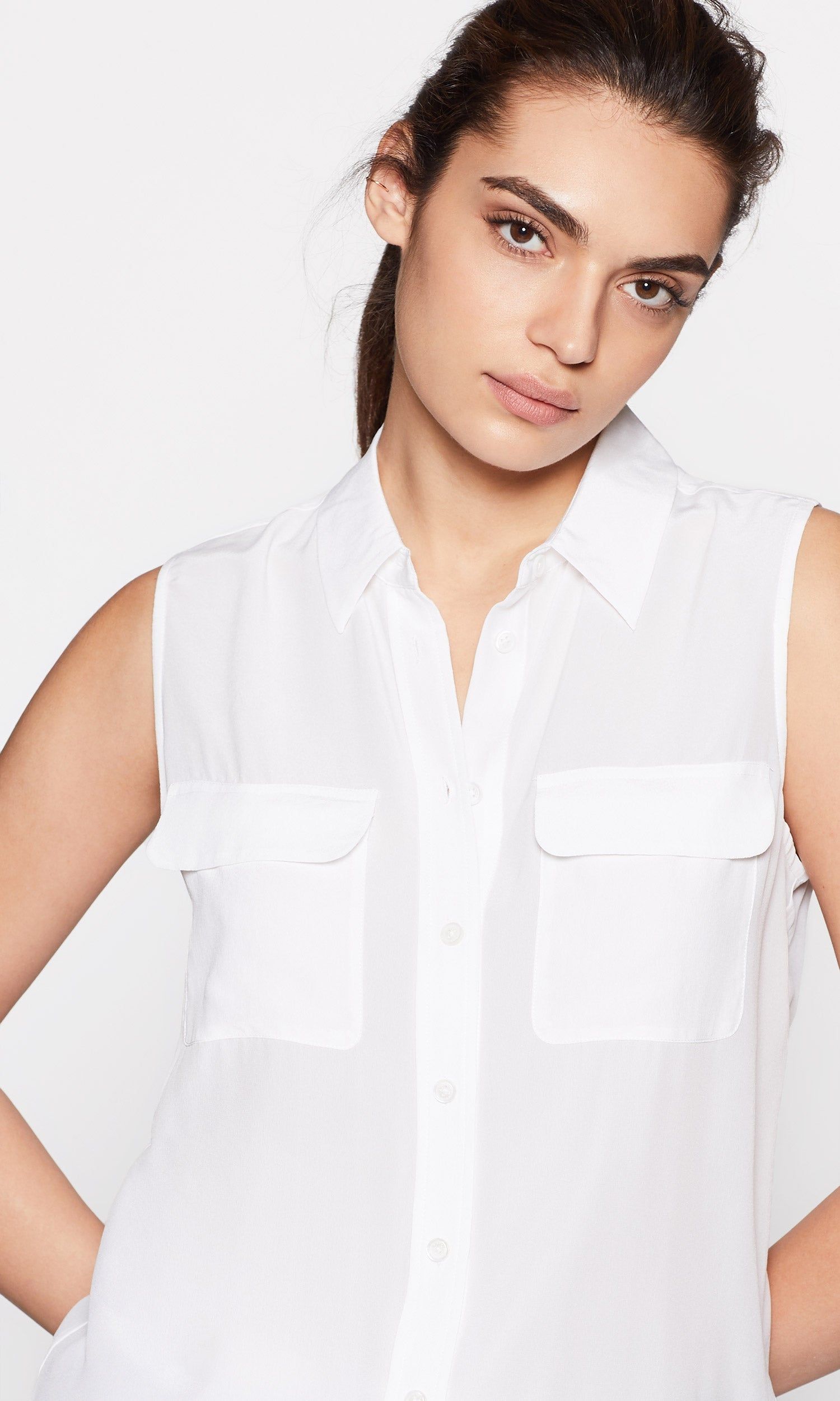 Sleeveless Slim Signature Silk Top sold by Equipment product image thumbnail 3