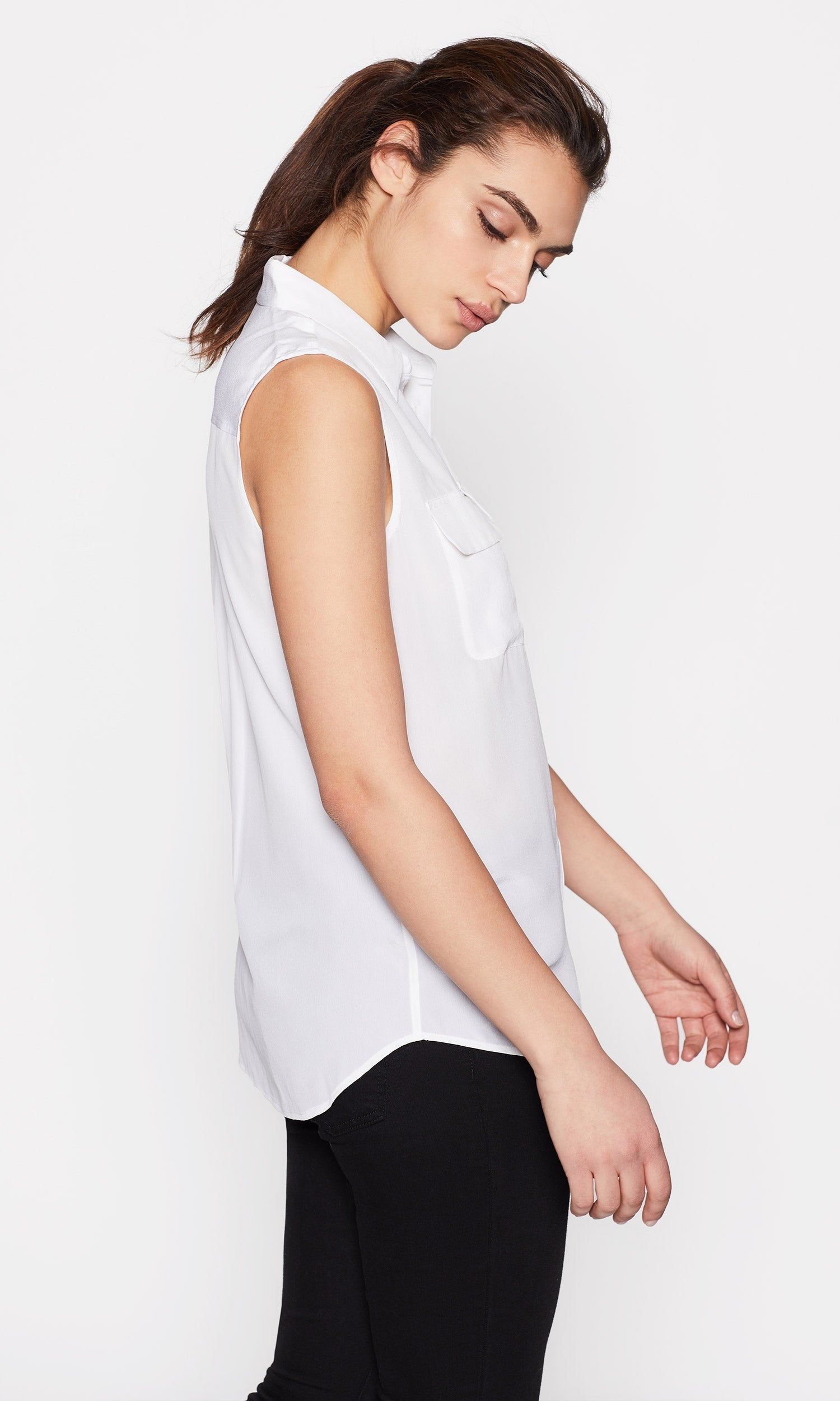 Sleeveless Slim Signature Silk Top sold by Equipment