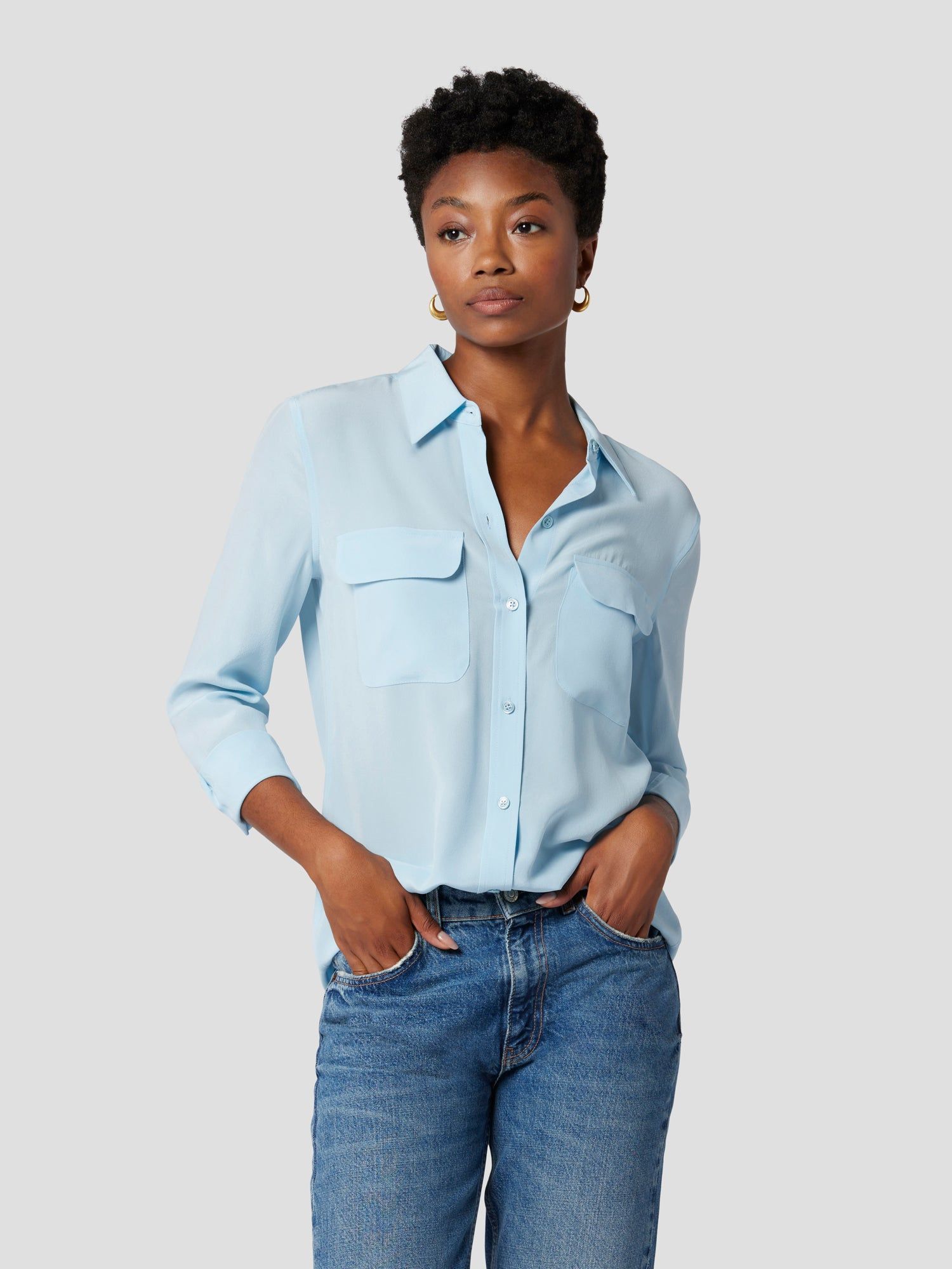SLIM SIGNATURE SILK SHIRT sold by Equipment
