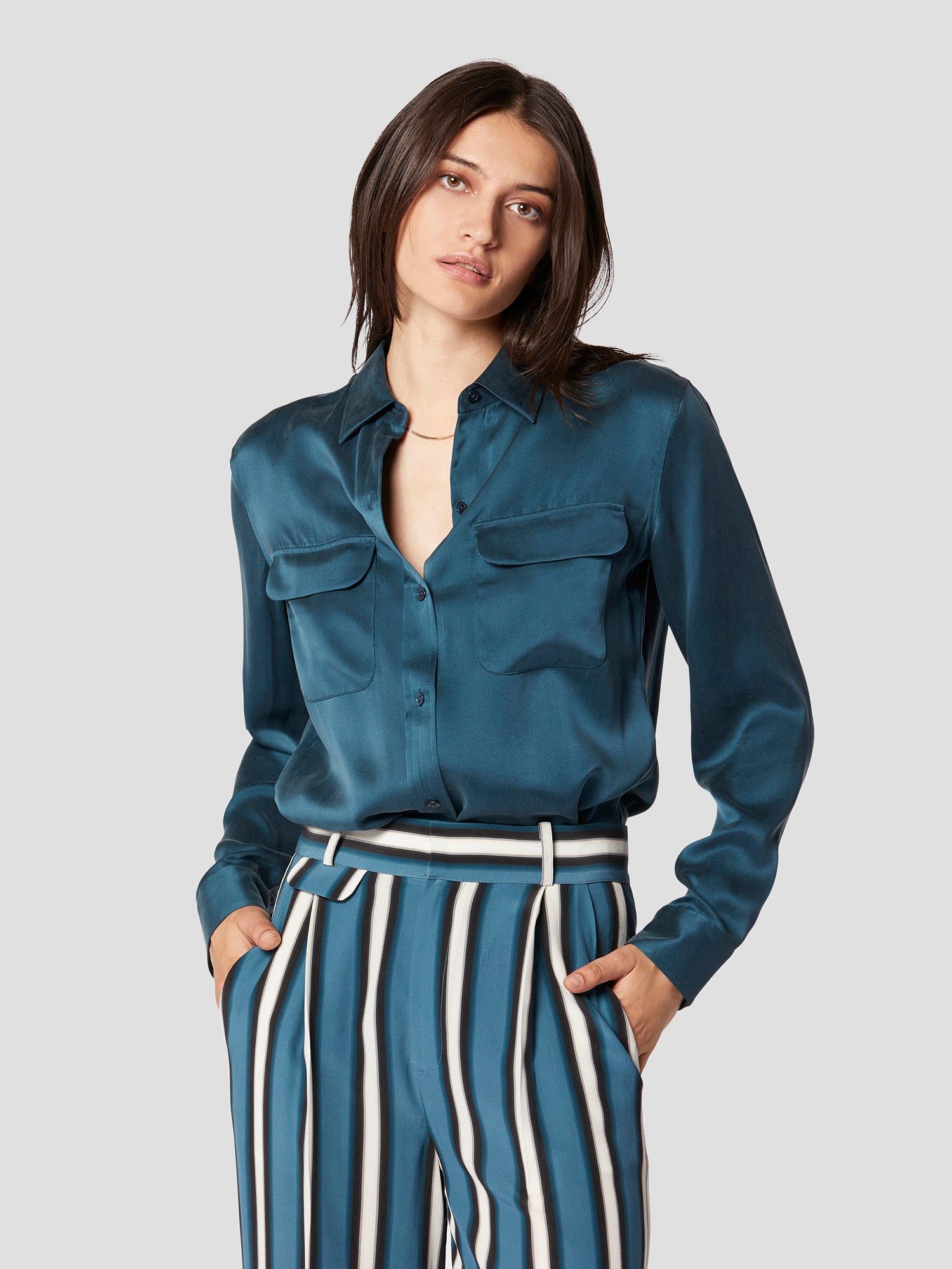 SIGNATURE SILK SATIN SHIRT sold by Equipment product image thumbnail 3