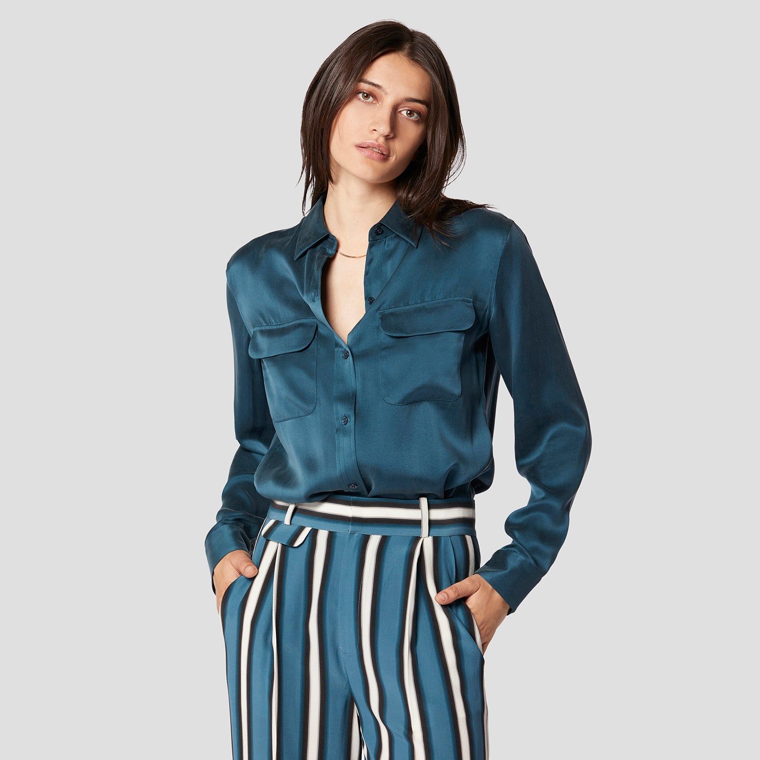 SIGNATURE SILK SATIN SHIRT sold by Equipment product image thumbnail 7