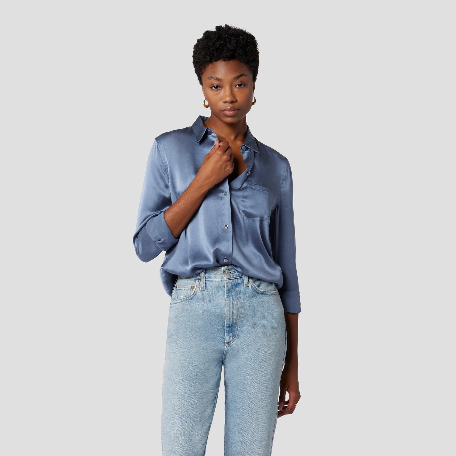 LEEMA SILK SATIN SHIRT WITH POCKET sold by Equipment product image thumbnail 7