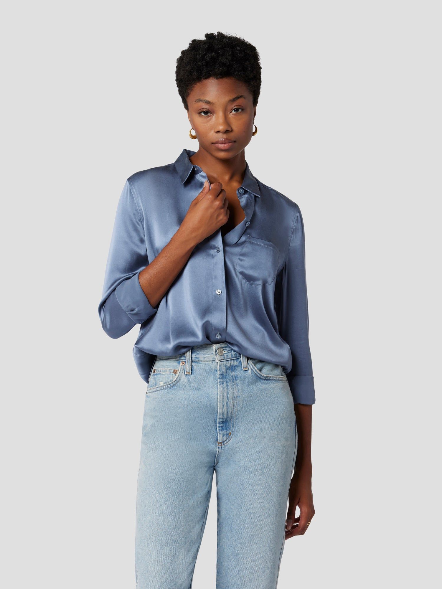 LEEMA SILK SATIN SHIRT WITH POCKET sold by Equipment