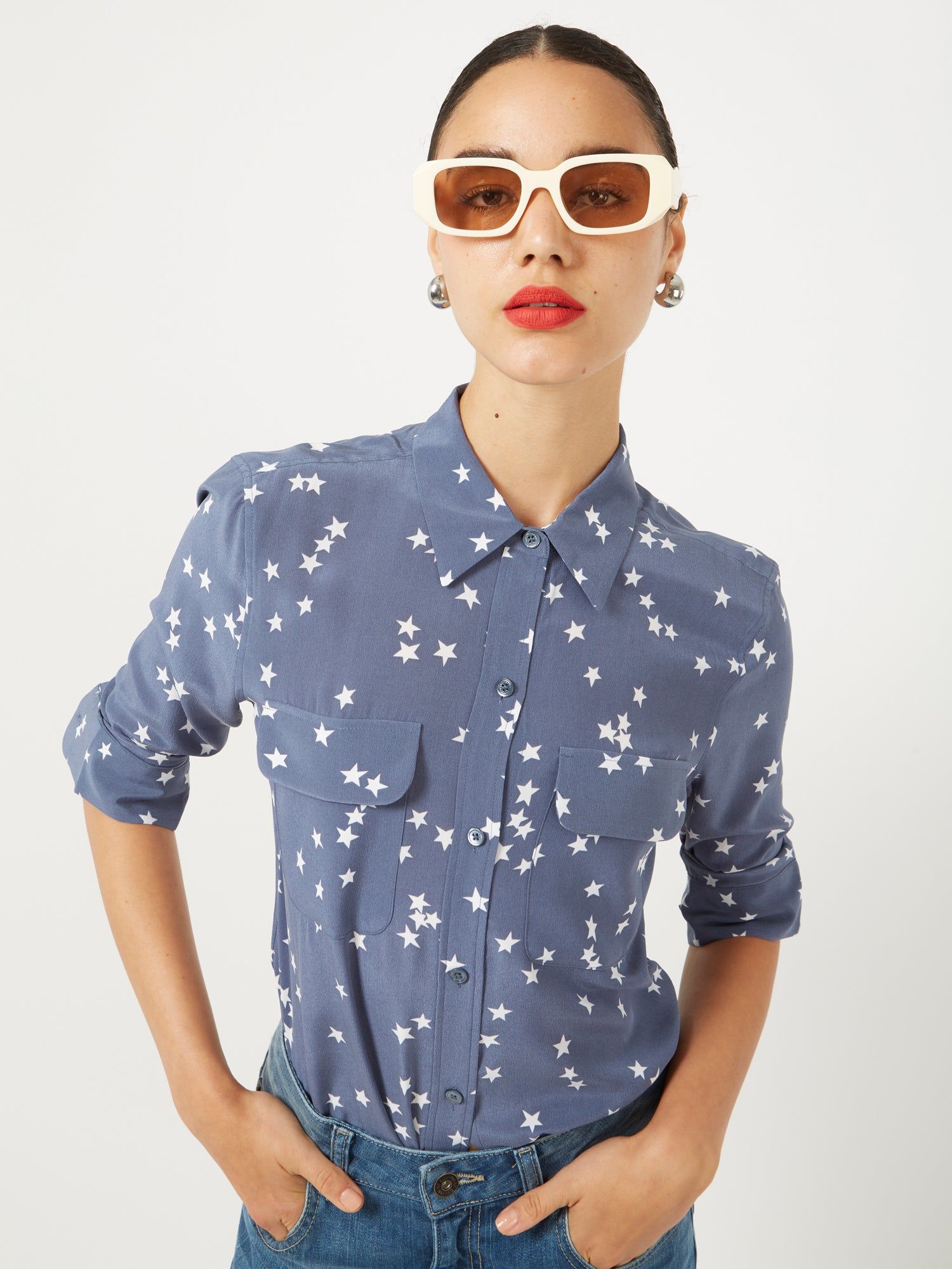 Slim Signature Silk Shirt sold by Equipment