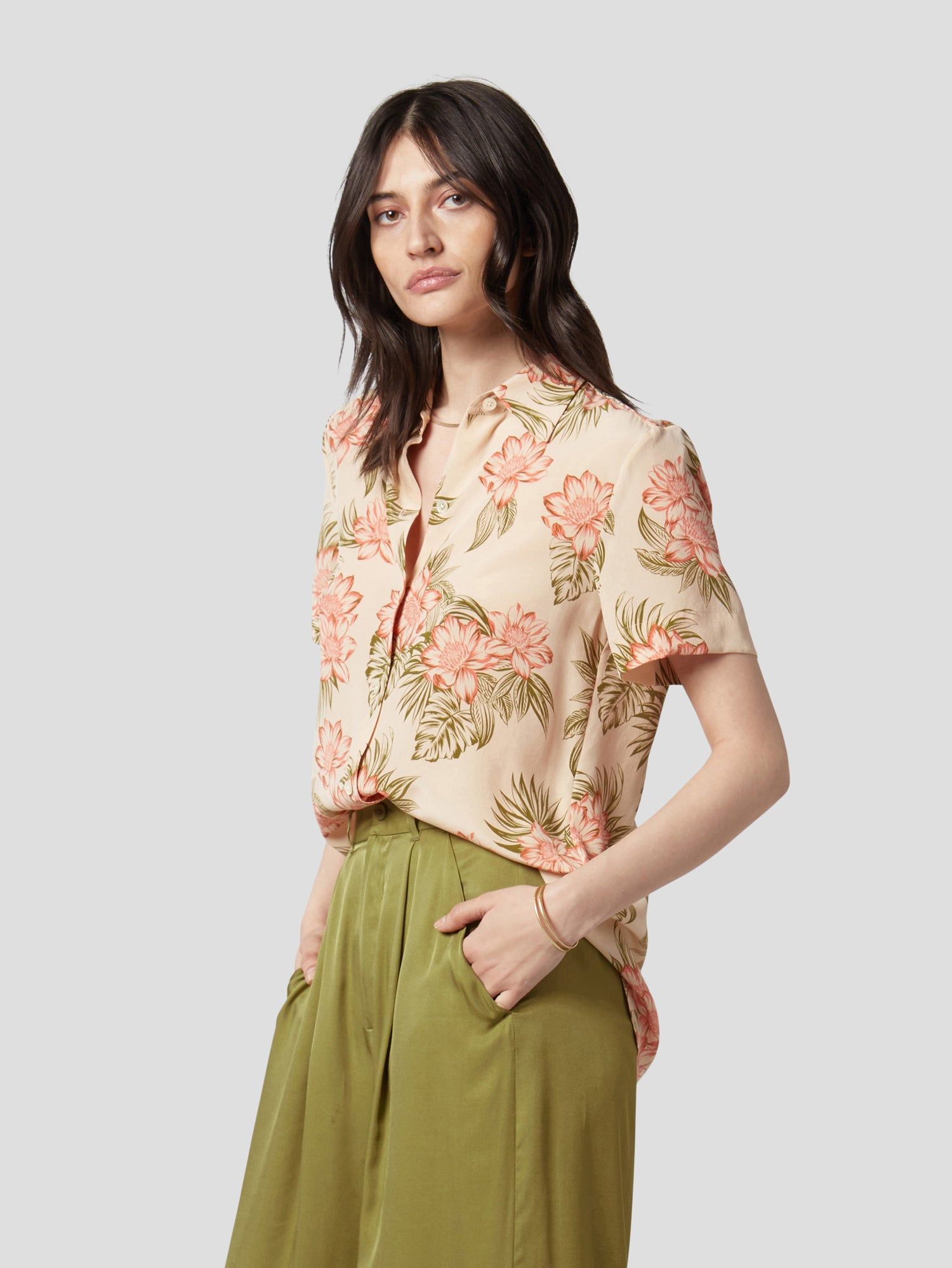 SHORT SLEEVE ESSENTIAL SILK SHIRT sold by Equipment product image thumbnail 4