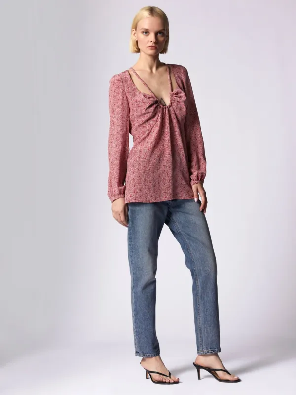 ARDEN LONG SLEEVE SILK TOP sold by Equipment