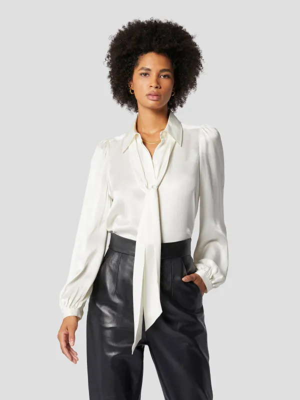 LINNETTA TIE NECK SILK SATIN SHIRT sold by Equipment